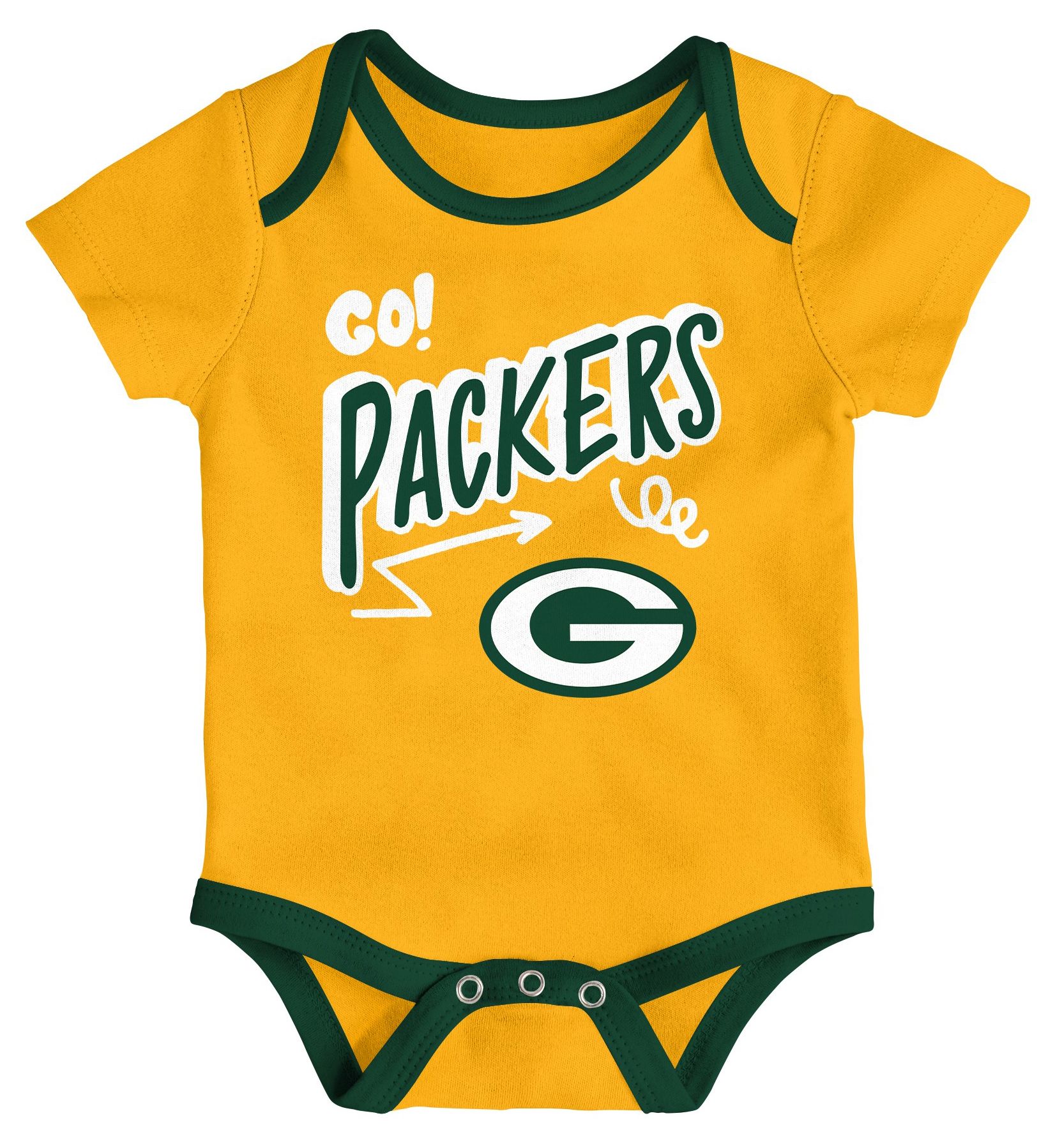 NFL Team Apparel Infant Green Bay Packers Green Newborn All Day Play 3-Pack Creeper Set product image