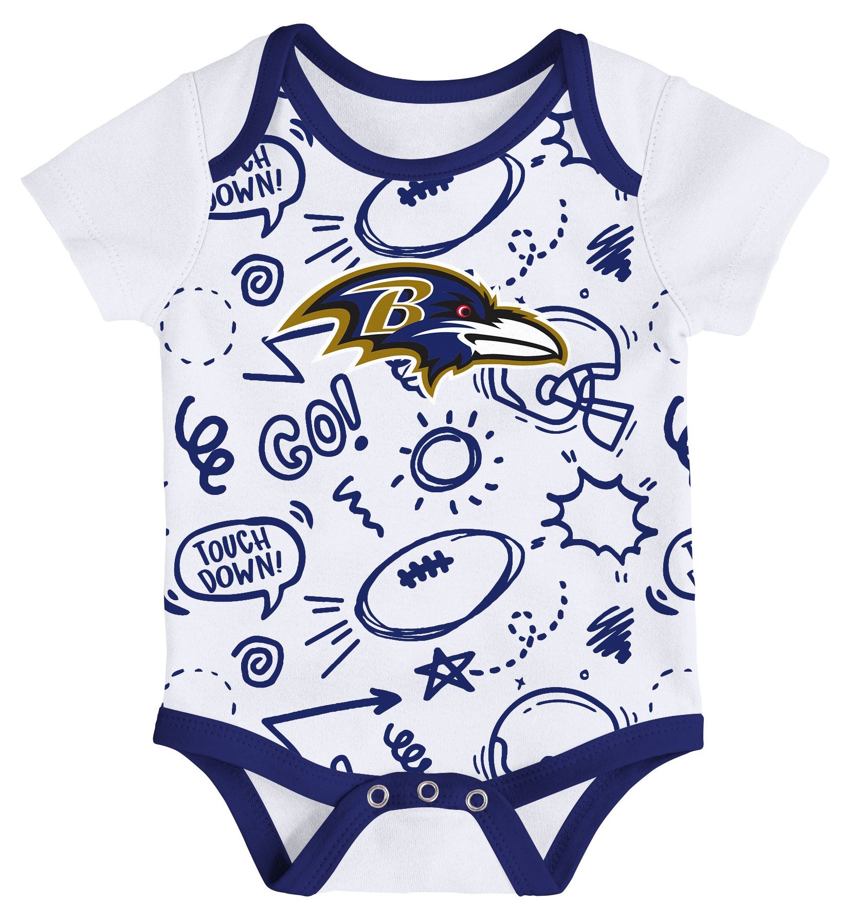 NFL Team Apparel Infant Baltimore Ravens Purple Newborn All Day Play 3-Pack Creeper Set product image