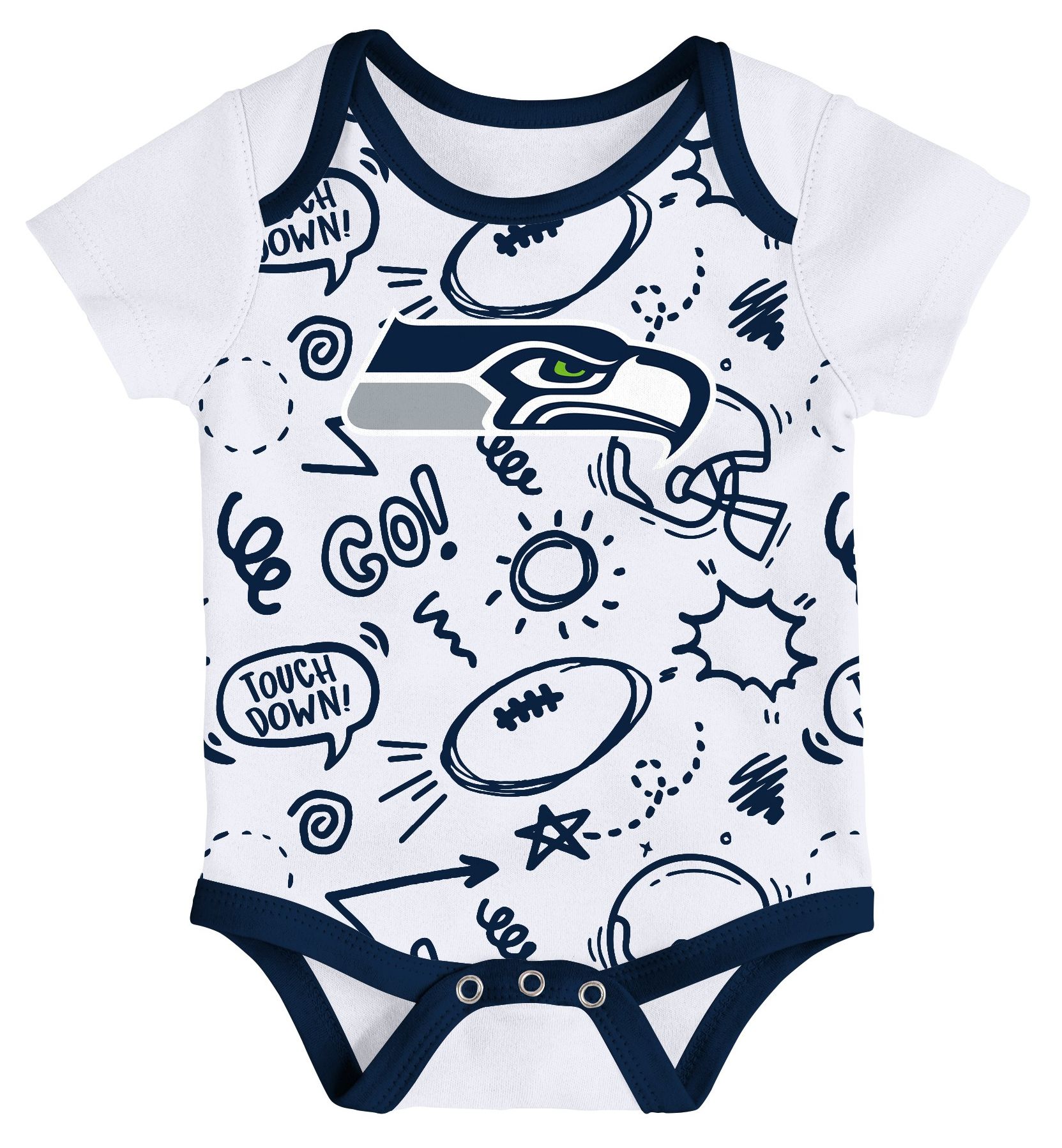 NFL Team Apparel Infant Seattle Seahawks Navy Newborn All Day Play 3-Pack Creeper Set product image