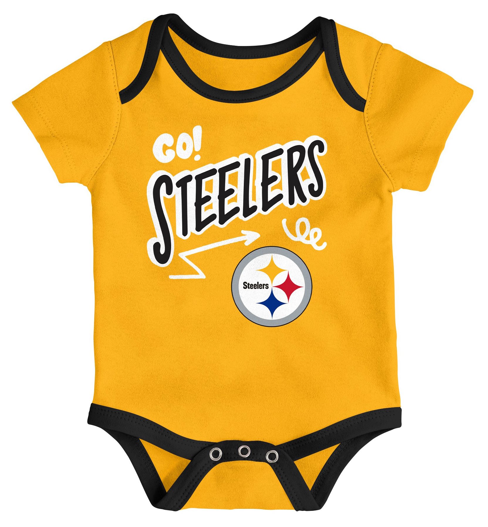 NFL Team Apparel Infant Pittsburgh Steelers Black Newborn All Day Play 3-Pack Creeper Set product image