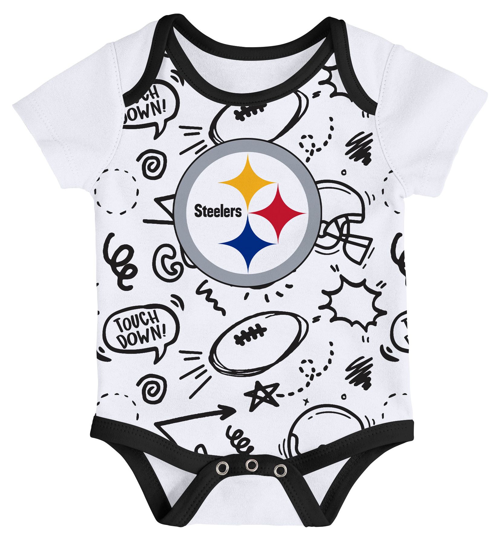 NFL Team Apparel Infant Pittsburgh Steelers Black Newborn All Day Play 3-Pack Creeper Set product image