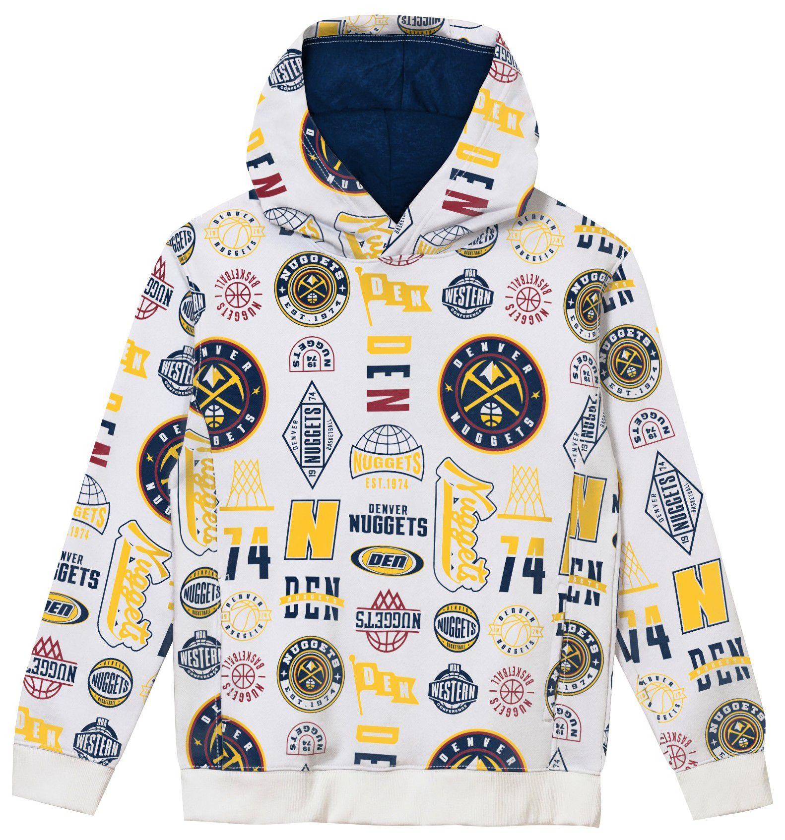 NBA Team Apparel Boys' Denver Nuggets 3 and D All Over Print Hoodie ...