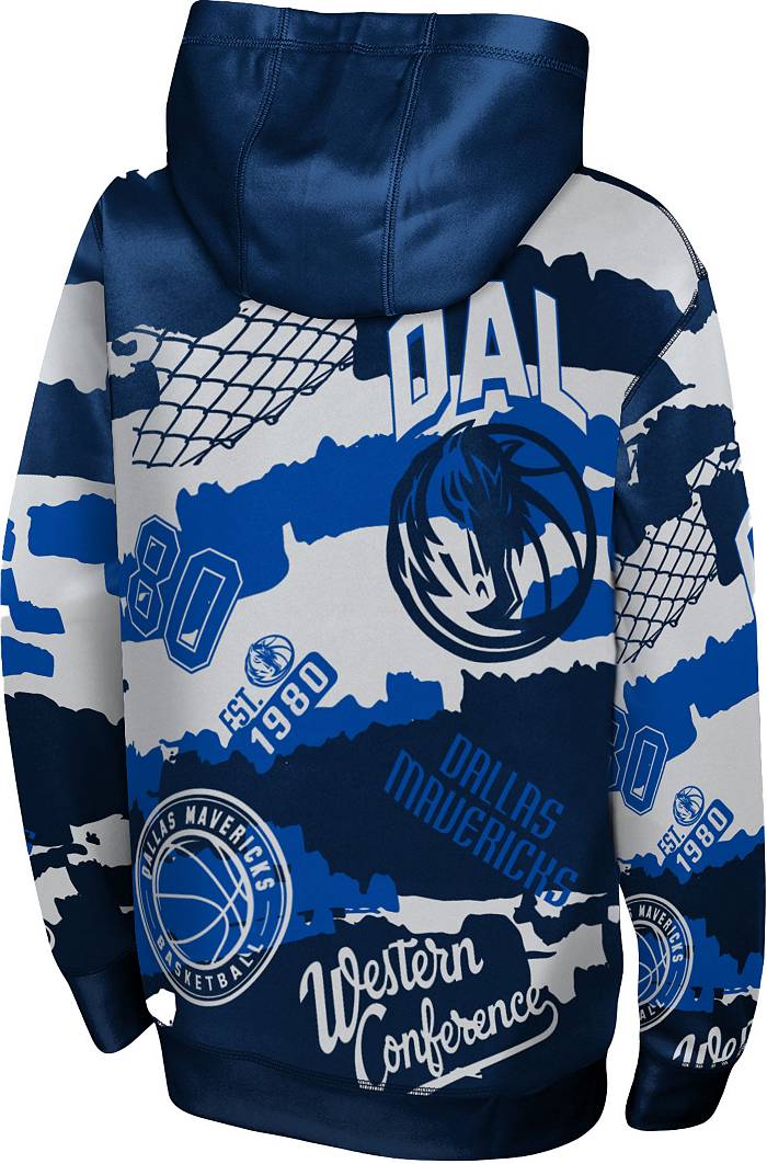 Outerstuff Nike Youth Dallas Mavericks Over The Limit Navy Sublimated Hoodie, Boys', XL, Blue