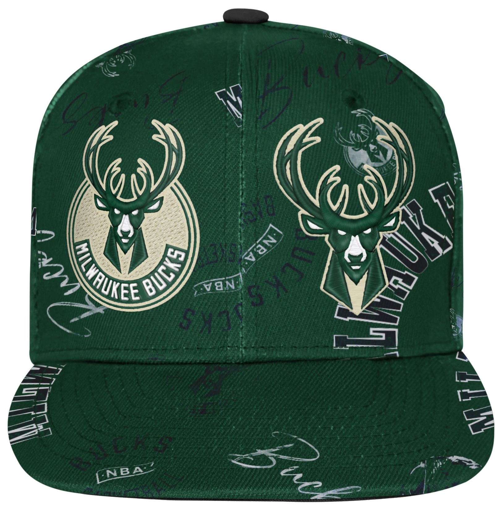 Outerstuff Youth Milwaukee Bucks Green Team Flat Brim Snapback Hat product image