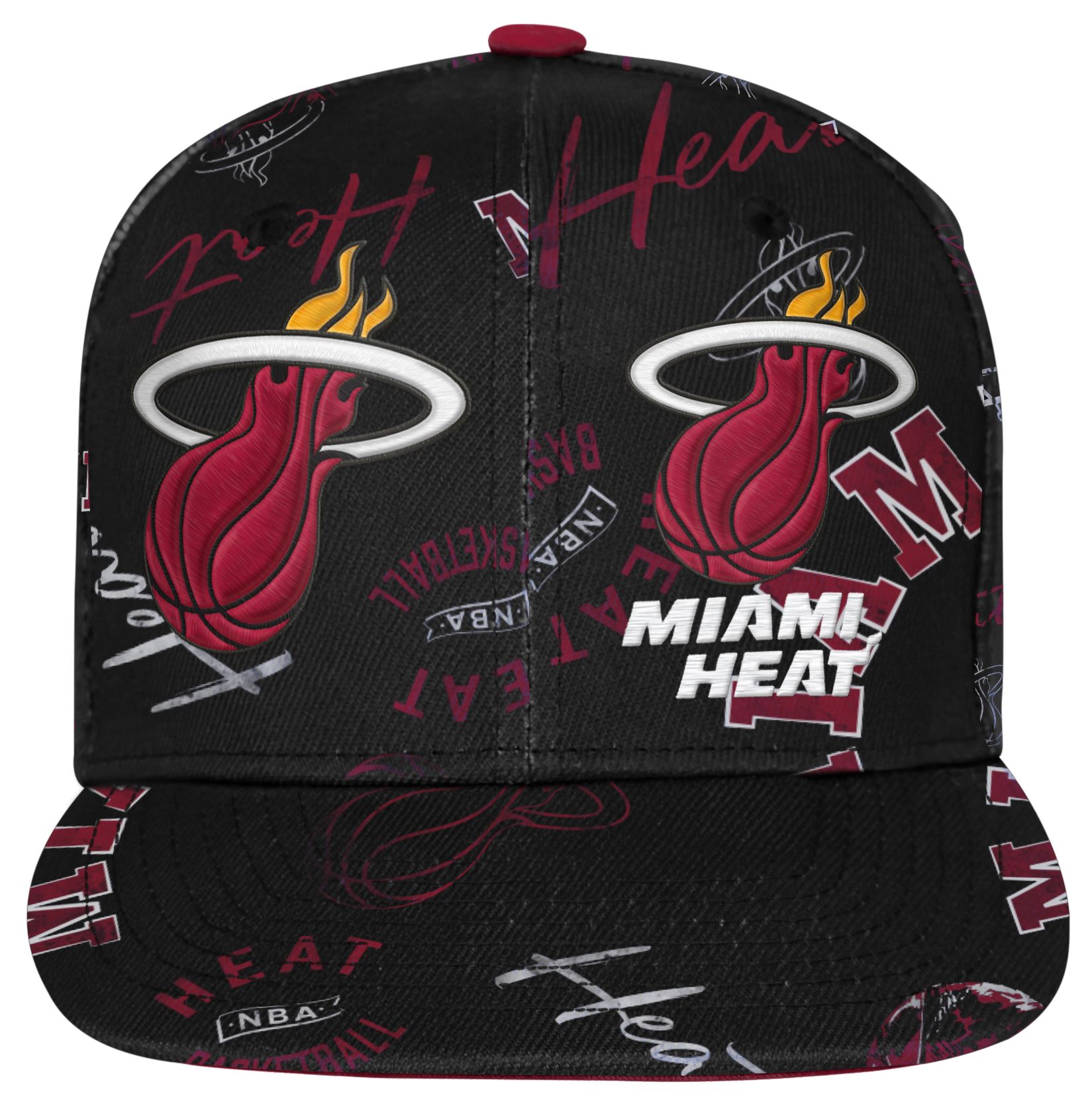 Outerstuff Youth Miami Heat Black Team Flat Brim Snapback Hat product image