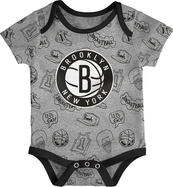 Outerstuff Infant Brooklyn Nets Grey 3-Piece Onesie Set