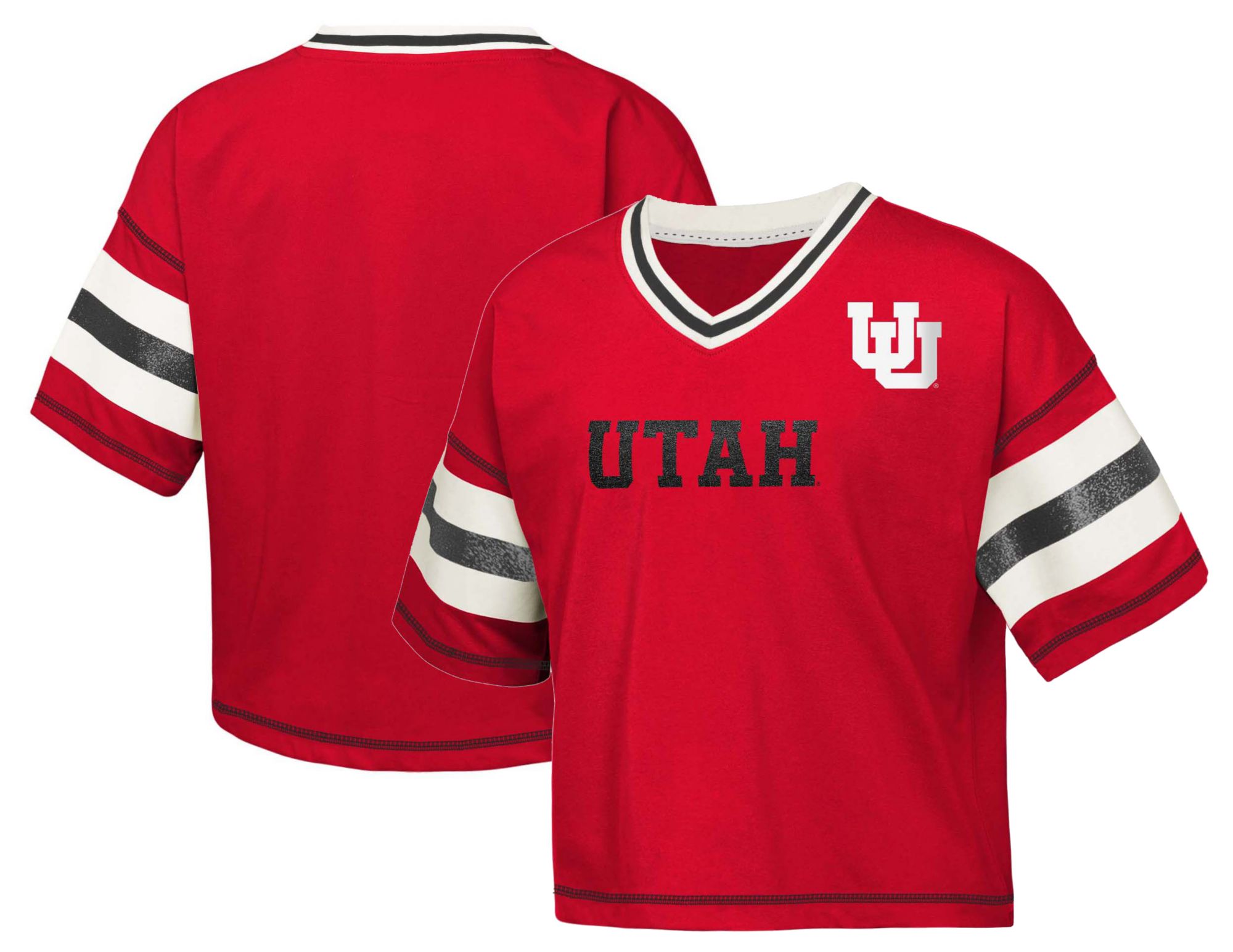 Gen2 Girls' Utah Utes Dark Red Grid Iron Short Sleeve T-Shirt product image