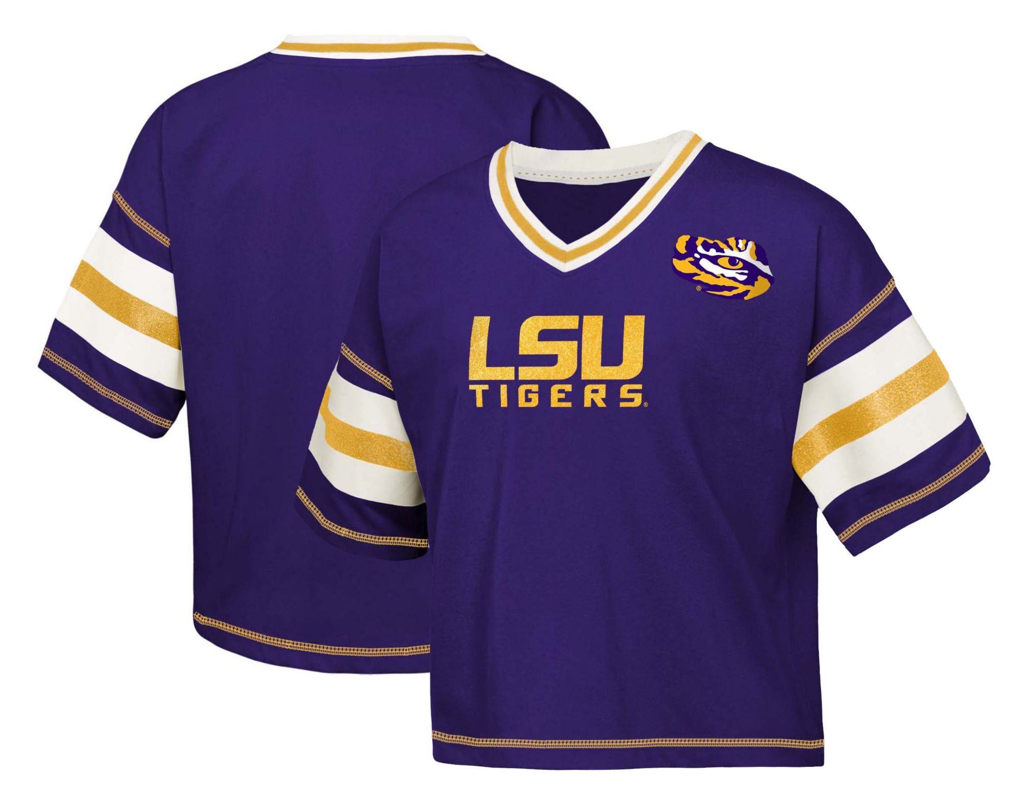 Gen2 Girls' LSU Tigers Purple Grid Iron Short Sleeve T-Shirt product image