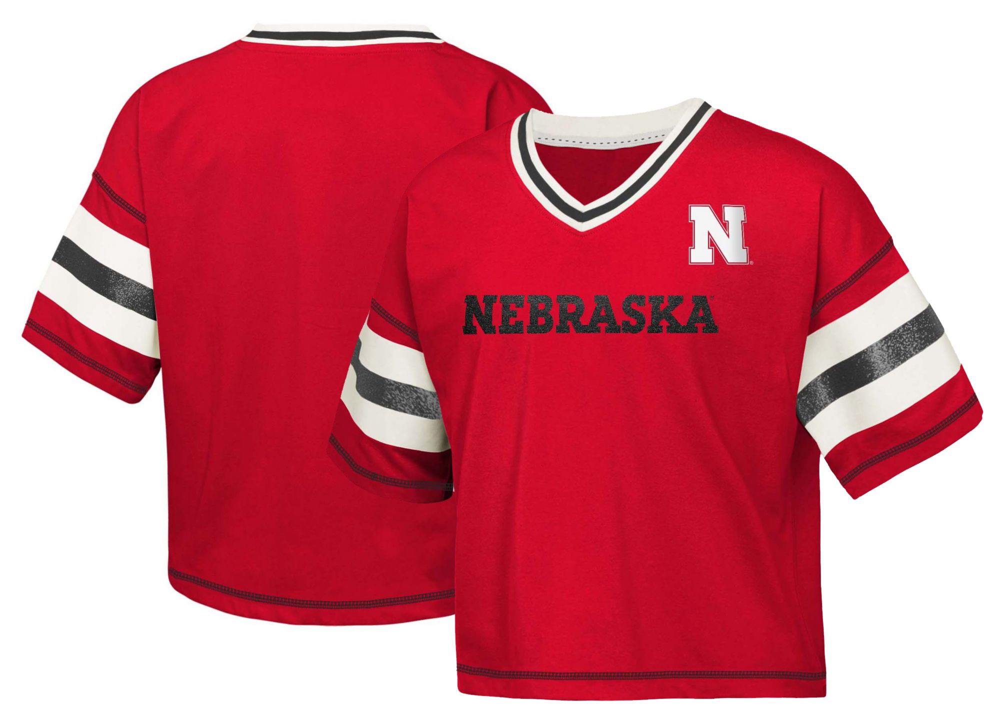 Gen2 Girls' Nebraska Cornhuskers Red Grid Iron Short Sleeve T-Shirt product image