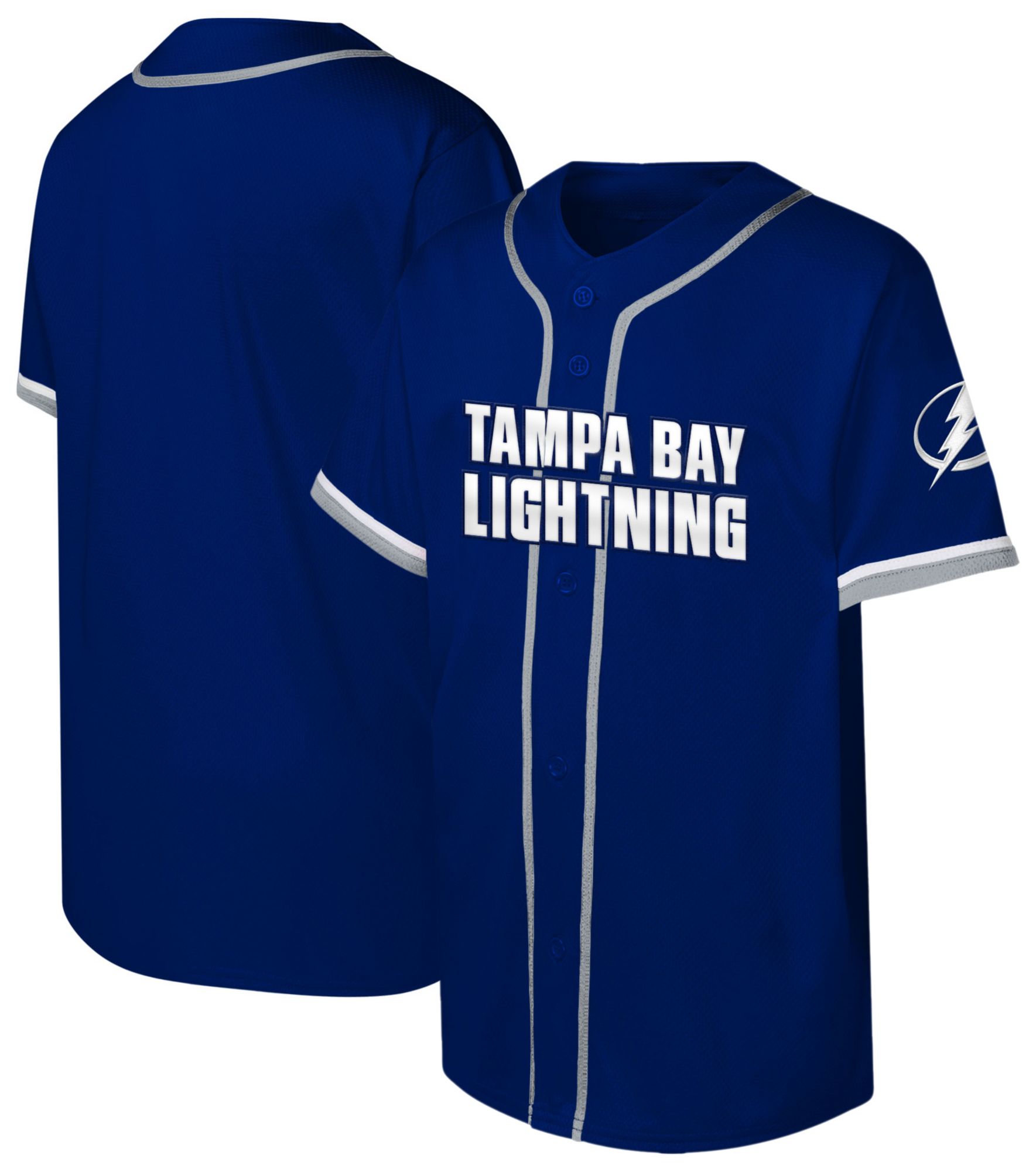NHL Youth Tampa Bay Lightning Royal Full Button Replica Baseball Jersey product image