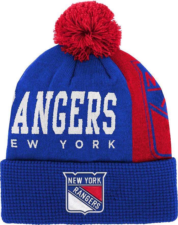 New York Rangers NHL Wordmark Waffle Heavy Cuffed Knit Beanie Hat
