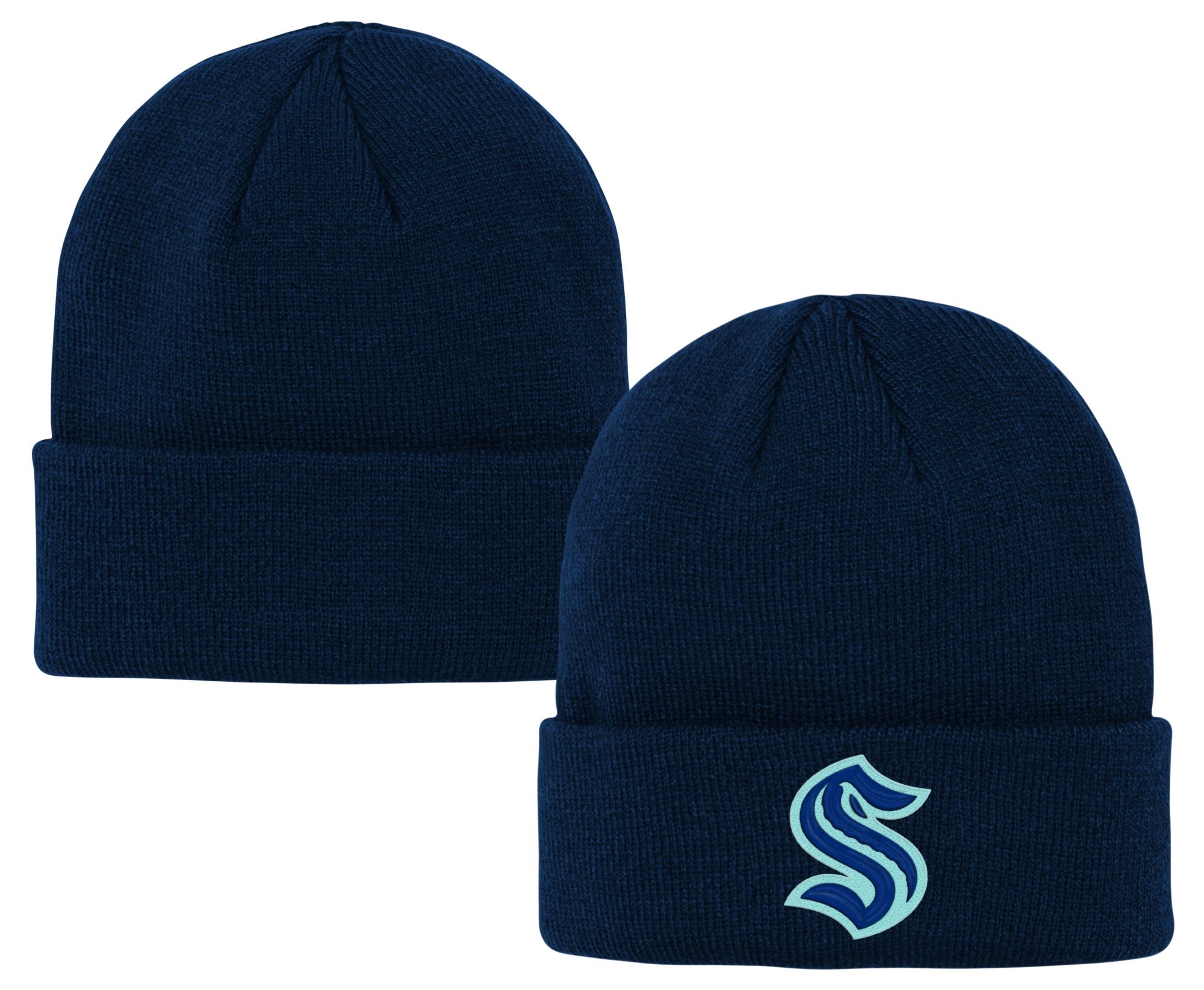 NHL Youth Seattle Kraken Team Logo Navy Cuffed Beanie product image