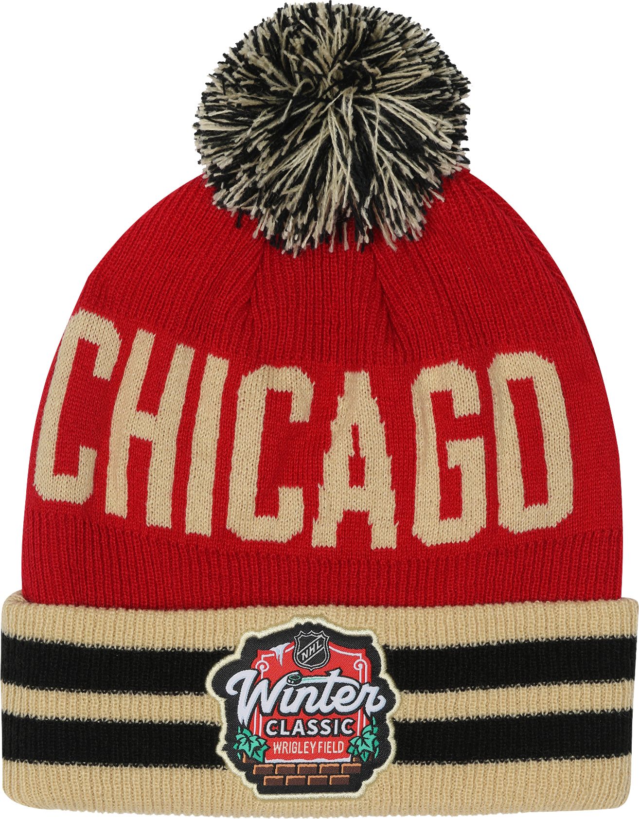 NHL Youth Chicago Blackhawks 20242025 Winter Classic Pom Knit Beanie