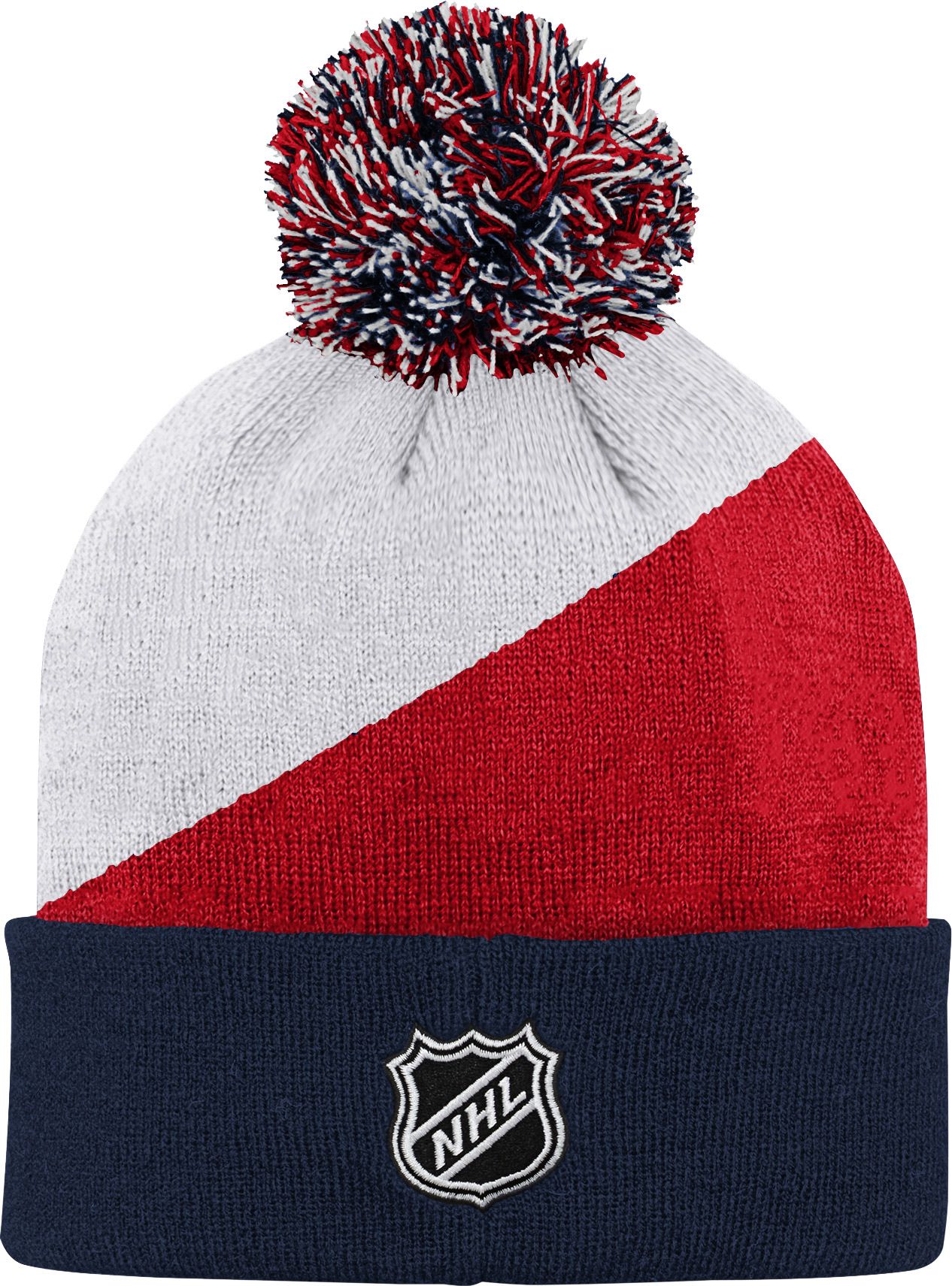 NHL Youth Columbus Blue Jackets Special Edition Diagonal Stripe Blue Pom Knit Beanie product image