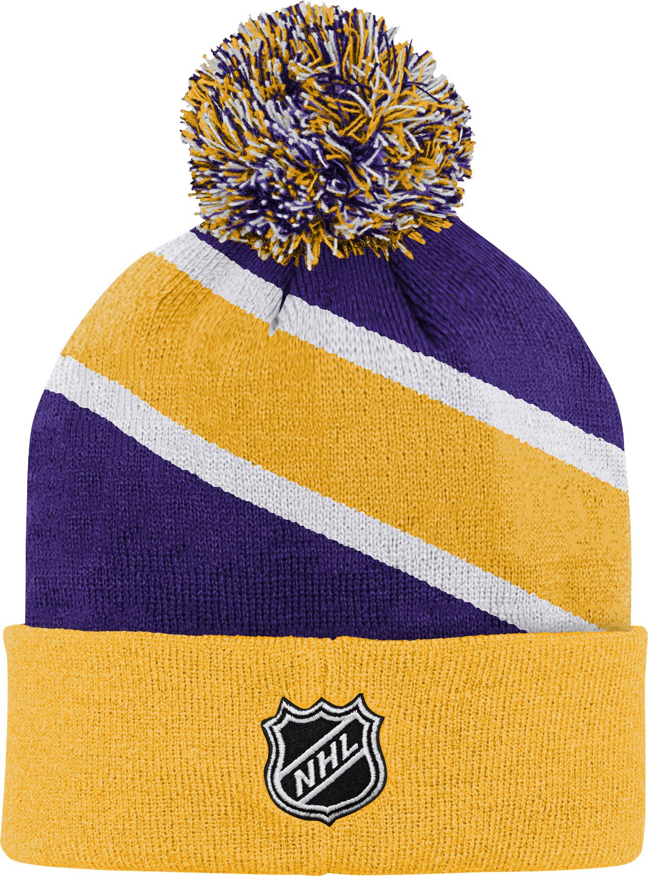 NHL Youth Los Angeles Kings Special Edition Diagonal Stripe Black Pom Knit Beanie product image