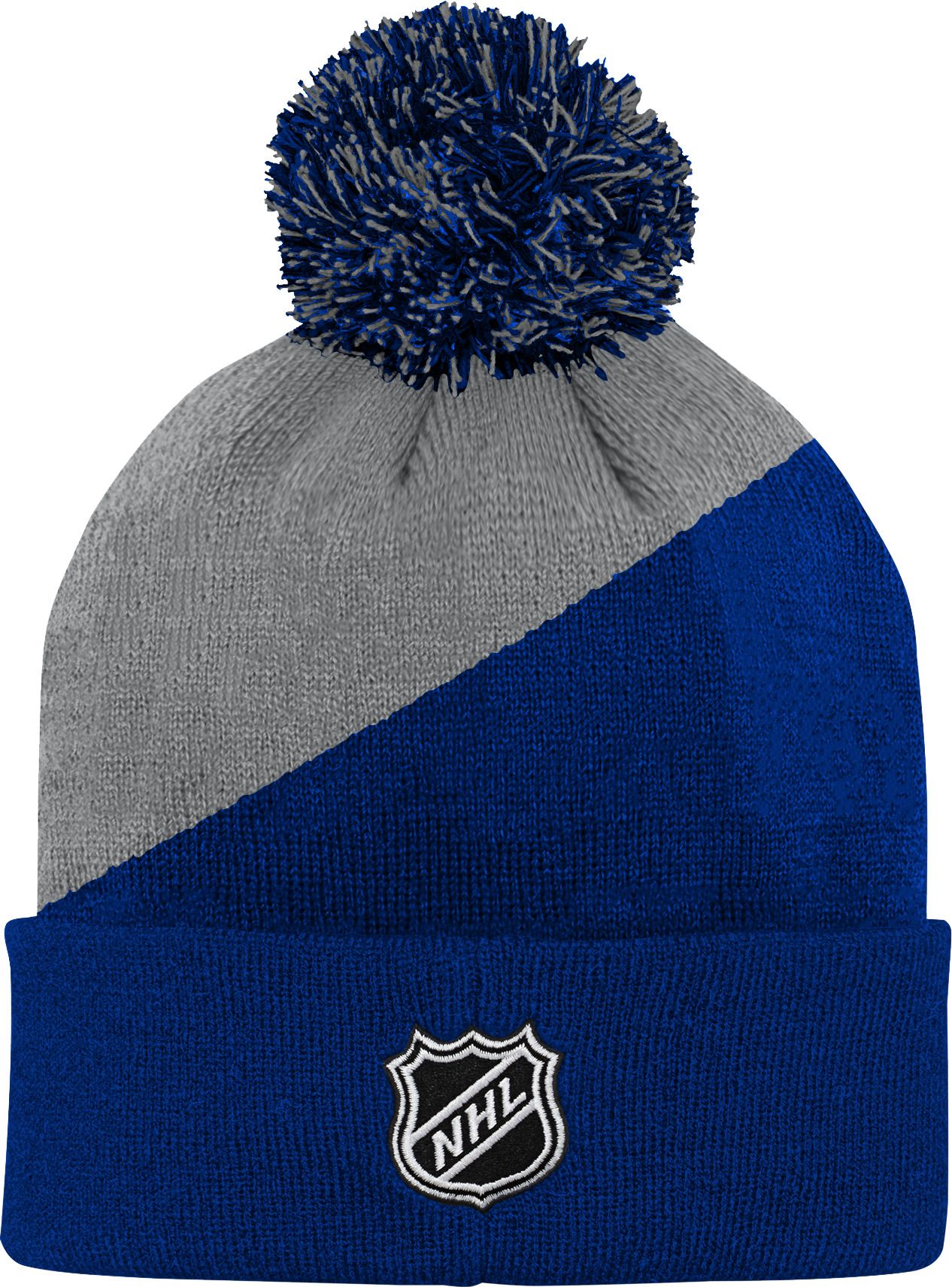 NHL Youth Toronto Maple Leafs Special Edition Diagonal Stripe Blue Pom Knit Beanie product image