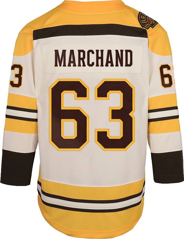 Adidas Boston Bruins Centennial Brad Marchand #63 Away Adizero Authentic Jersey, Men's, Size 50, White