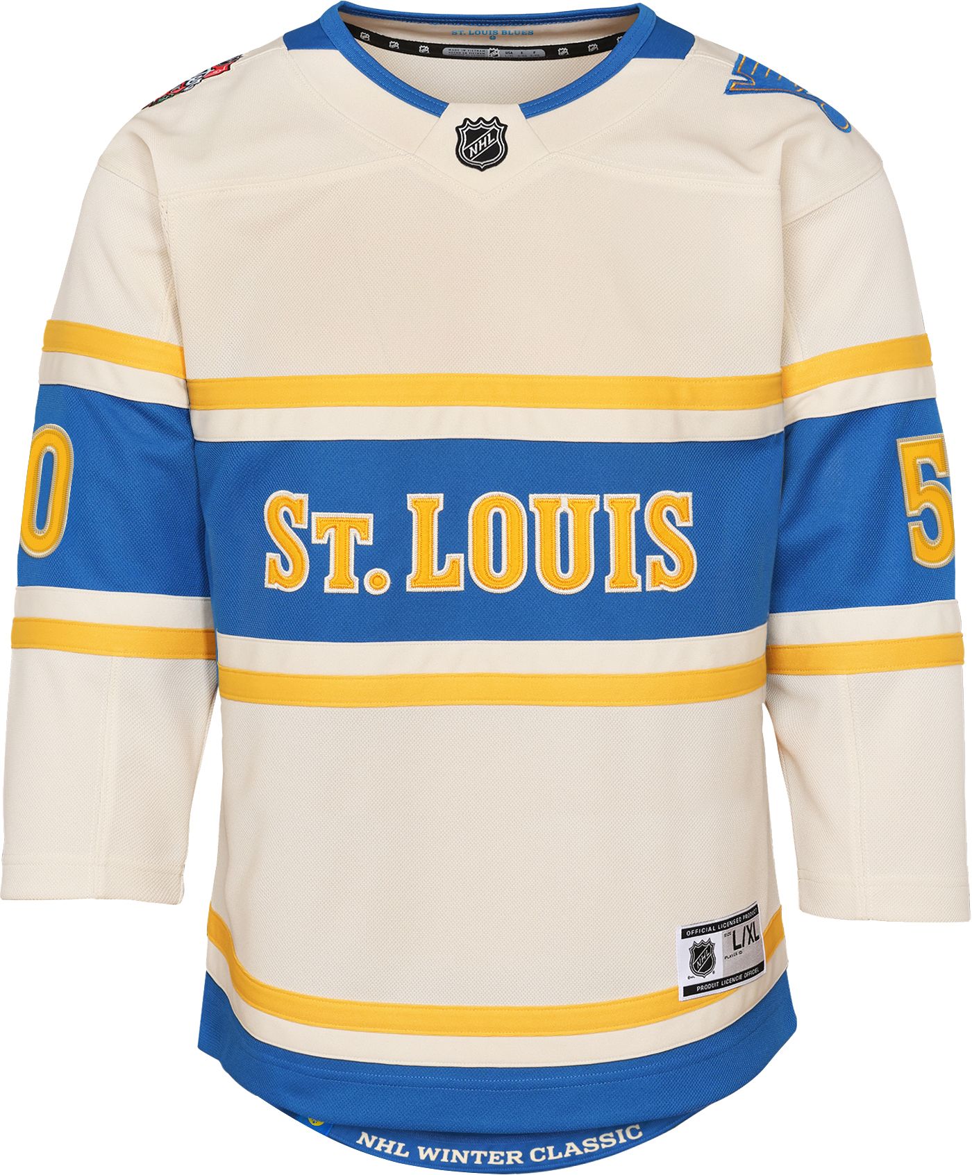 NHL Youth St. Louis Blues Jordan Binnington 50 2024 2025 Winter Classic Offwhite Premier Jersey Dick s Sporting Goods
