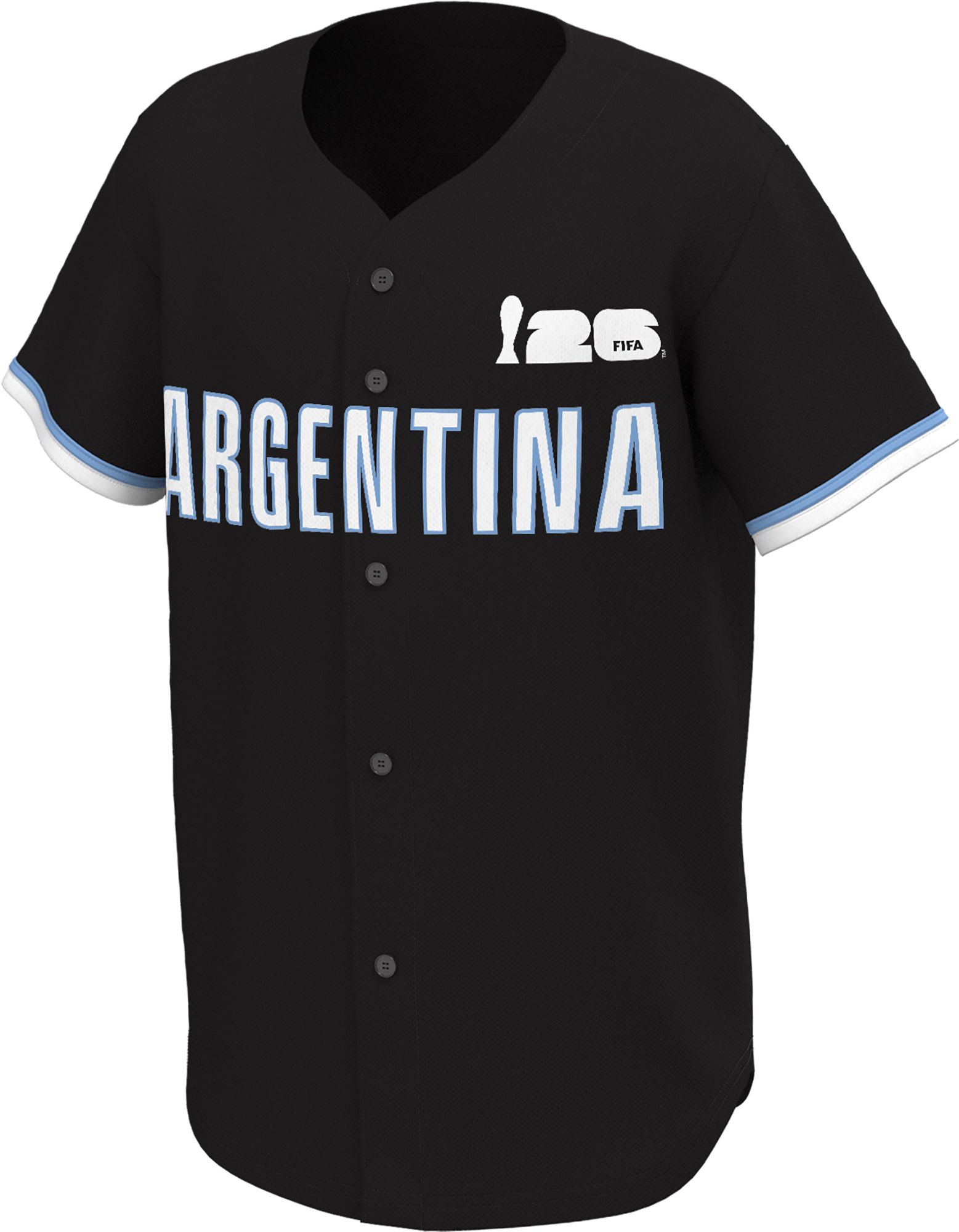 Outerstuff Adult Argentina Black Multi Graphic Button-Up Baseball Jersey product image