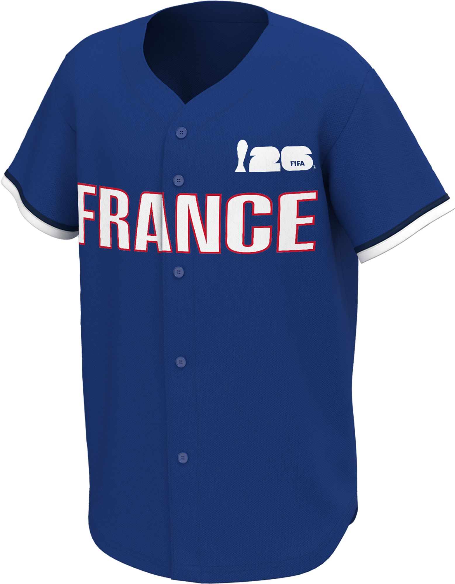 Outerstuff Adult France Blue Multi Graphic Button-Up Baseball Jersey product image