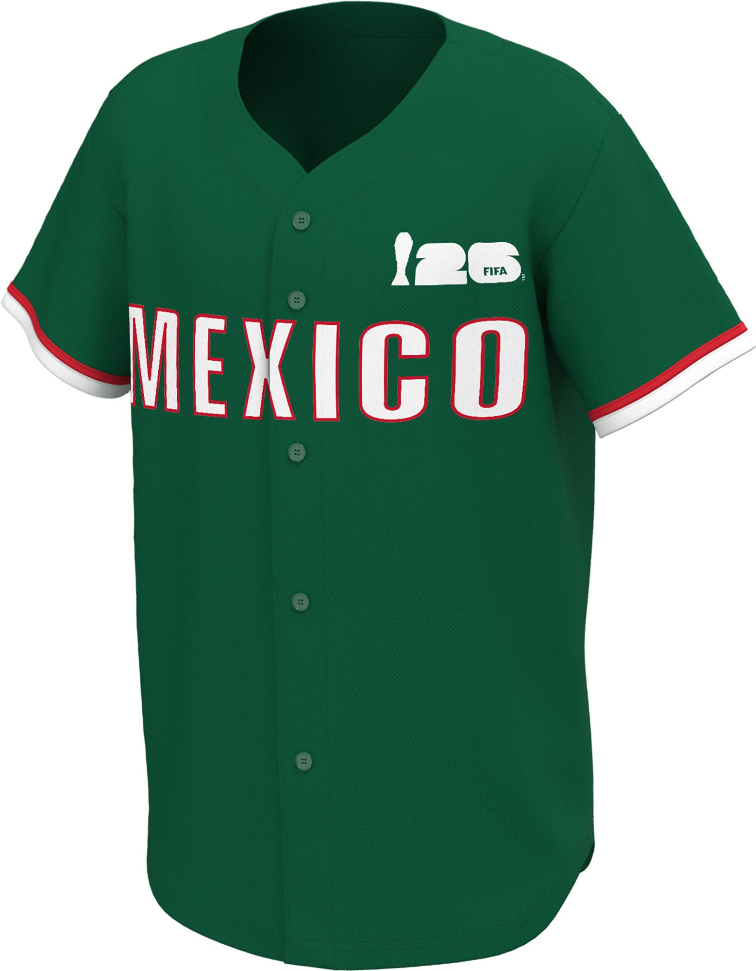 Outerstuff Adult Mexico Green Multi Graphic Button-Up Baseball Jersey product image