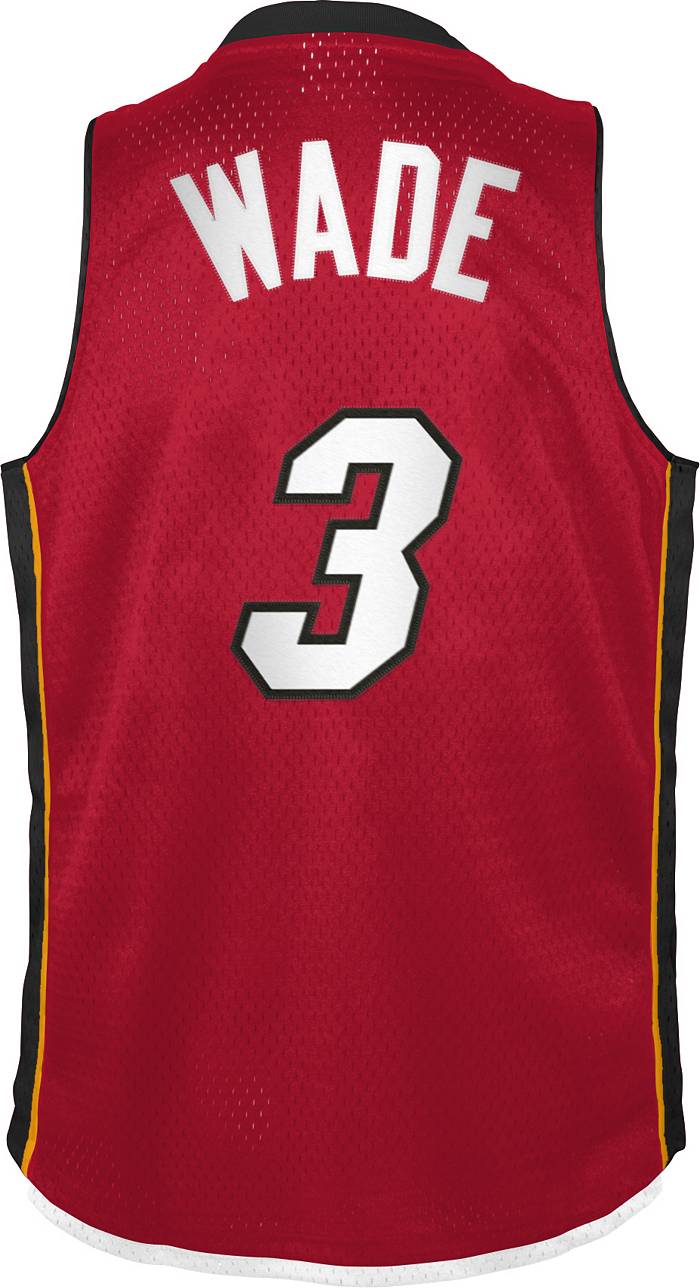 Mitchell & Ness Youth Miami Heat Dwyane Wade #3 Red Swingman Jersey, Boys', Small