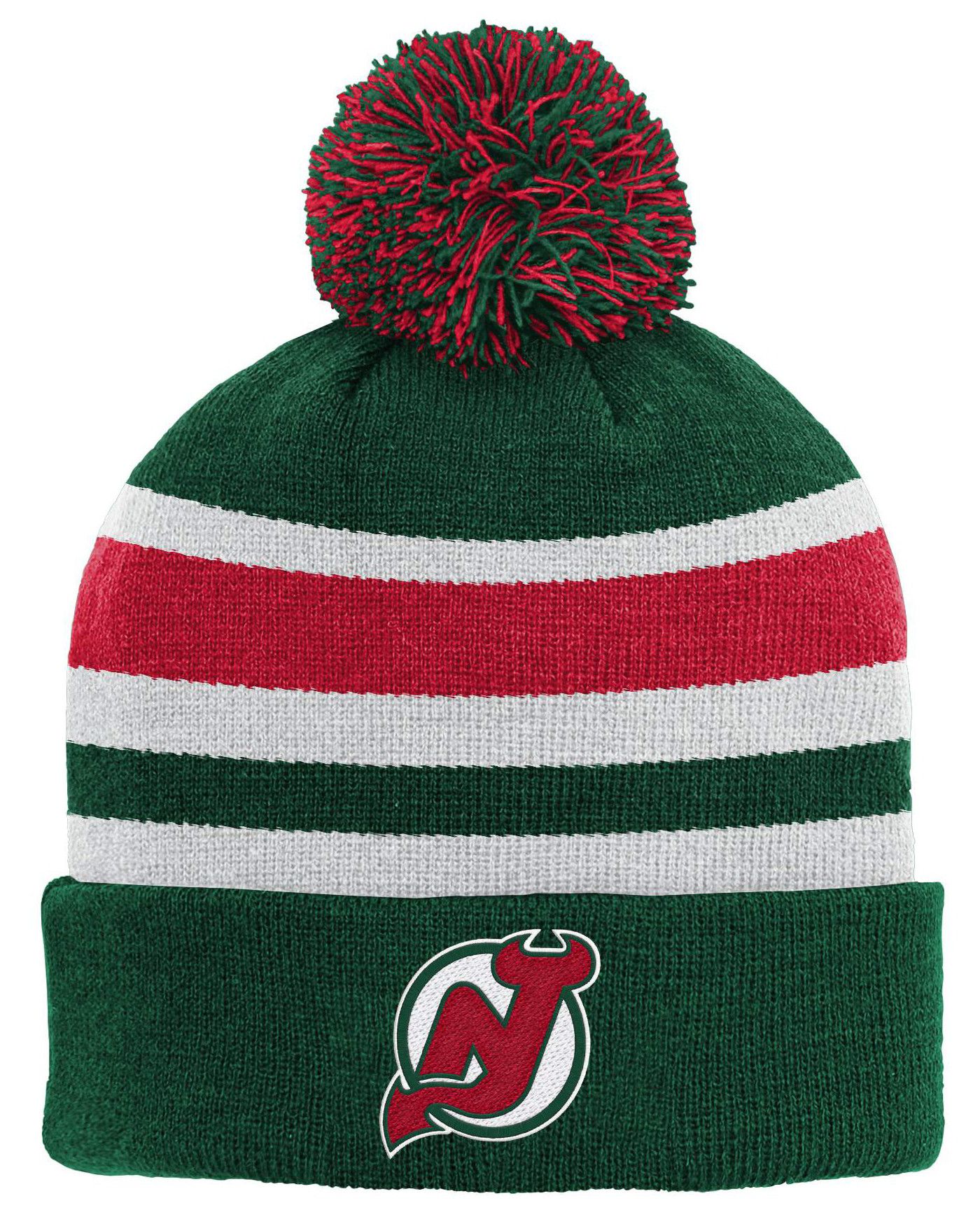 NHL Youth New Jersey Devils Stripe Red Knit Beanie Dick s Sporting Goods