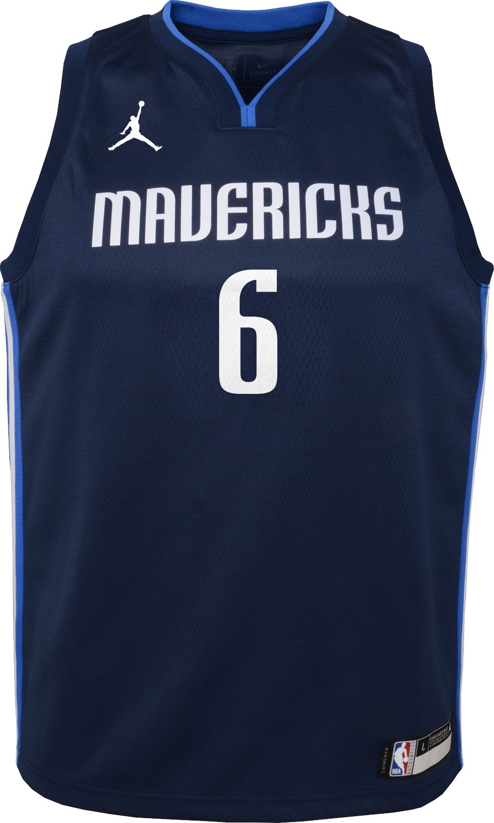 Jordan Youth Dallas Mavericks Kristaps Porzingis #6 Navy Dri-FIT Swingman Jersey product image