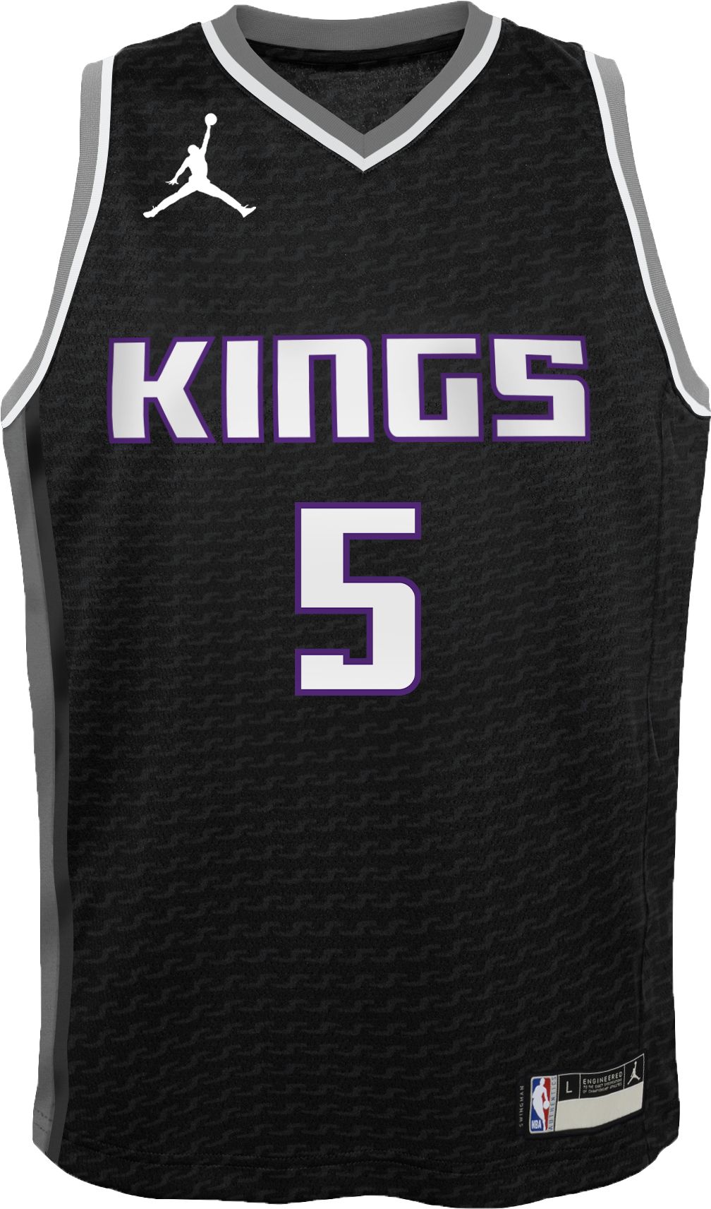 Jordan Youth Sacramento Kings De'Aaron Fox #5 2020-21 Dri-FIT Statement Swingman Black Jersey product image