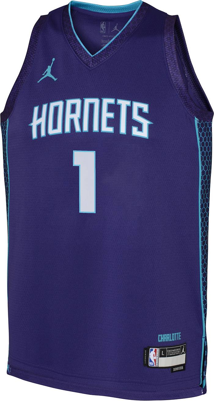 Purple Jordan NBA Charlotte Hornets Ball #1 T-Shirt