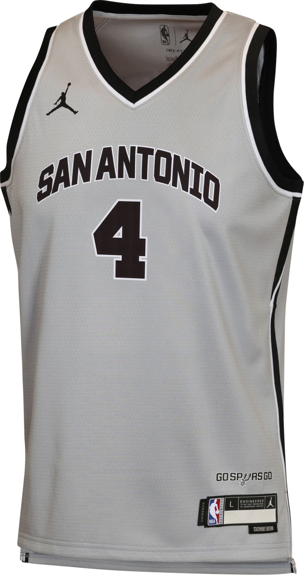 Jordan Youth San Antonio Spurs De'Aaron Fox #4 Grey Swingman Statement Jersey product image