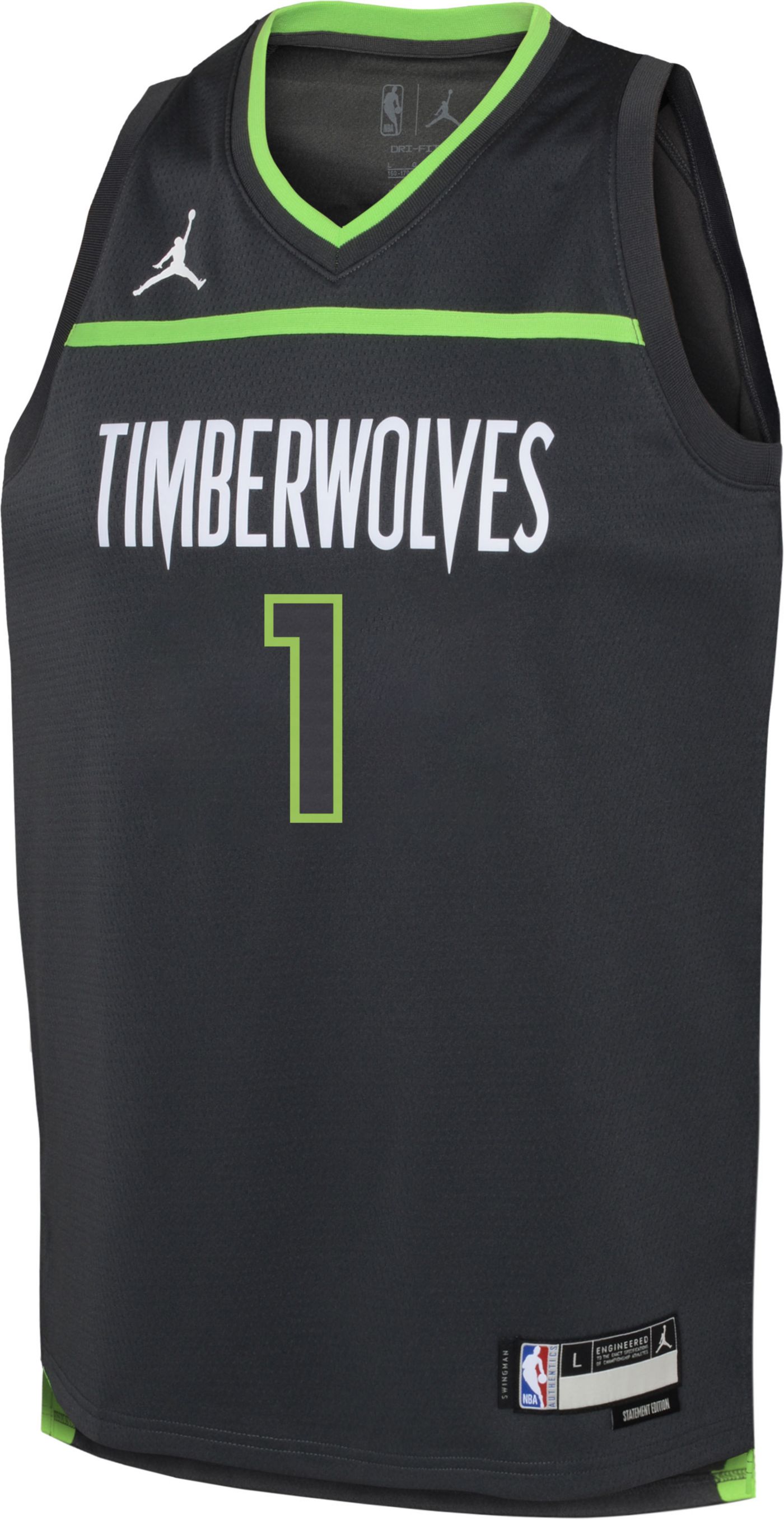 Jordan Youth Minnesota Timberwolves Anthony Edwards 1 Black Swingman Jersey Dick s Sporting Goods