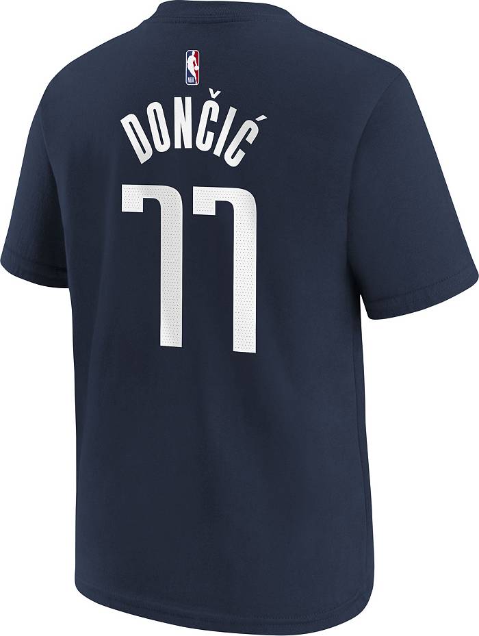 Nike Youth Dallas Mavericks Luka Doncic #77 Blue Cotton T-Shirt, Boys', XL