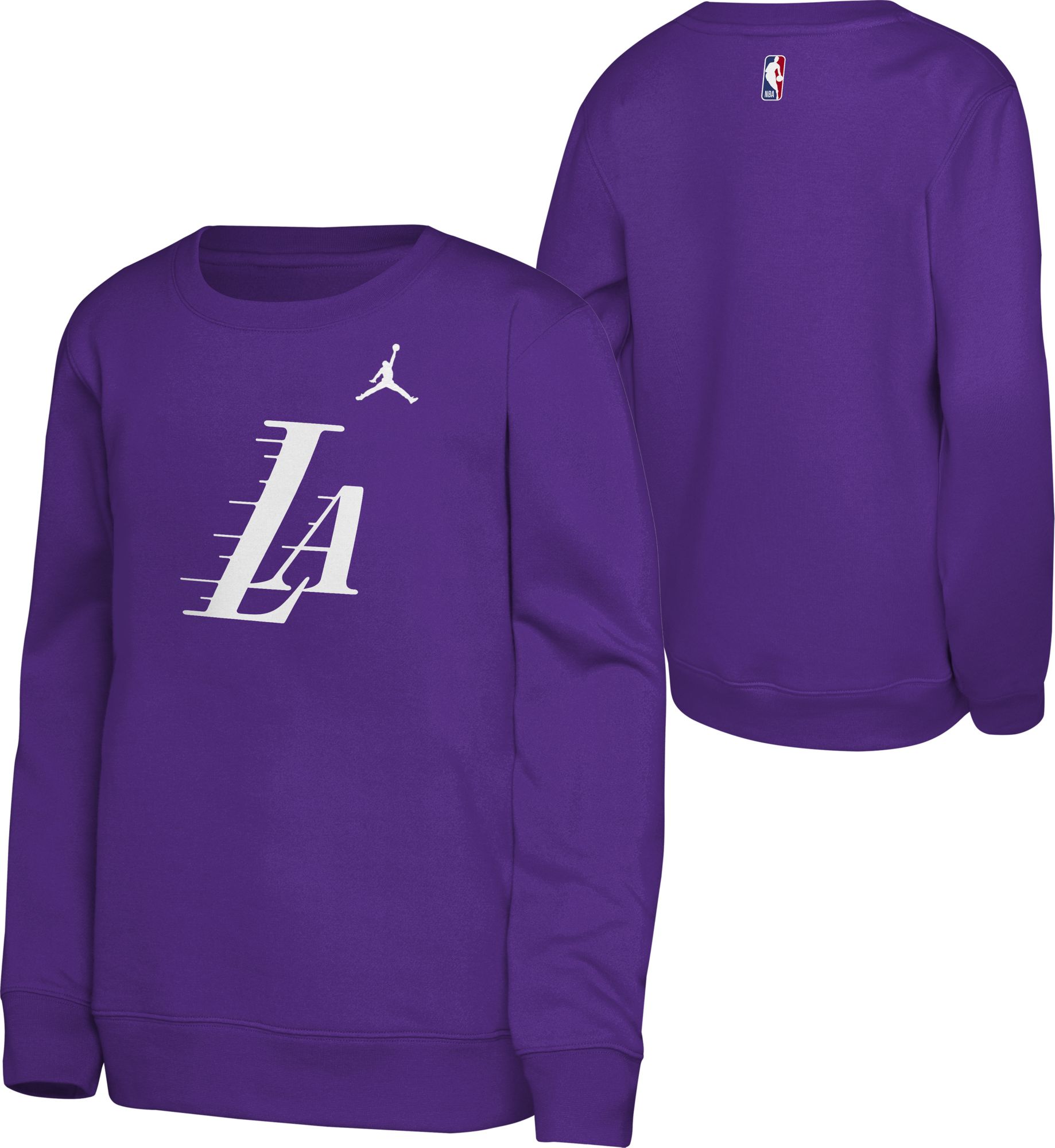 Jordan Youth Los Angeles Lakers Purple Statement Logo Crewneck Sweatshirt product image
