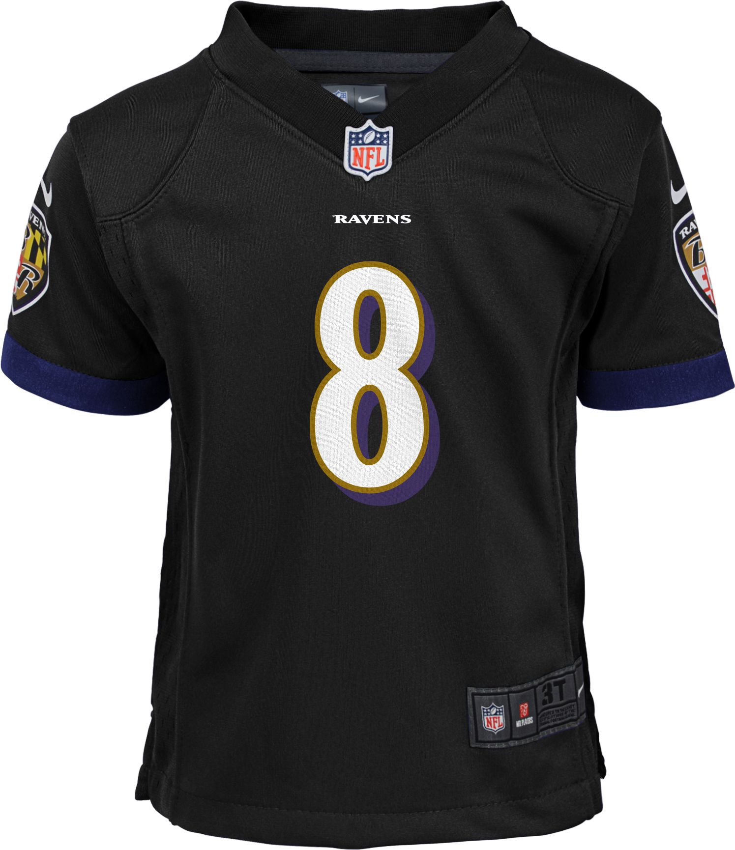 Nike Boys' Baltimore Ravens Lamar Jackson #8 Black Game Jersey product image