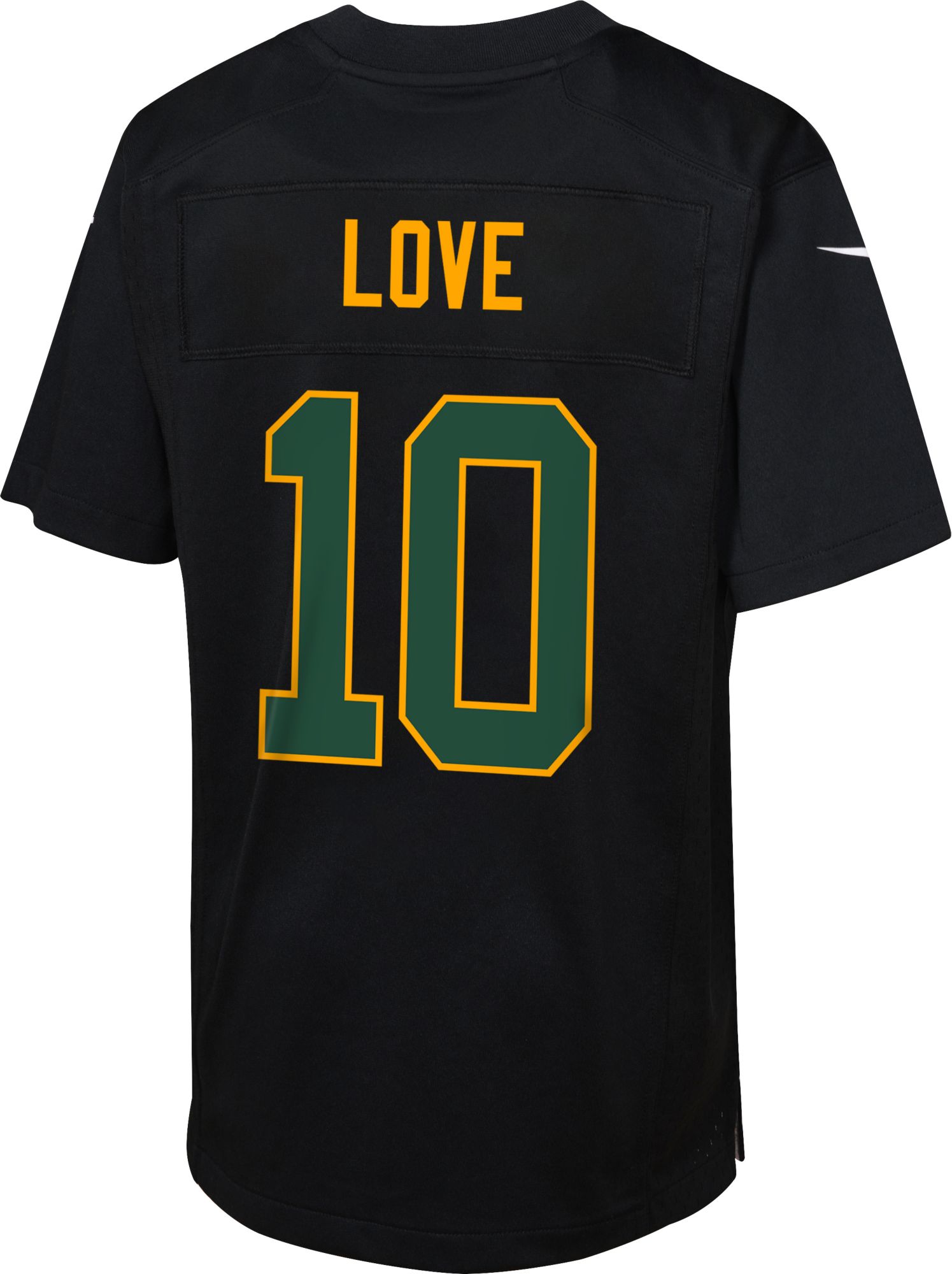 Green Bay Packers No10 Jordan Love Men's Black Nike Golden Sequin Vapor Limited Jersey