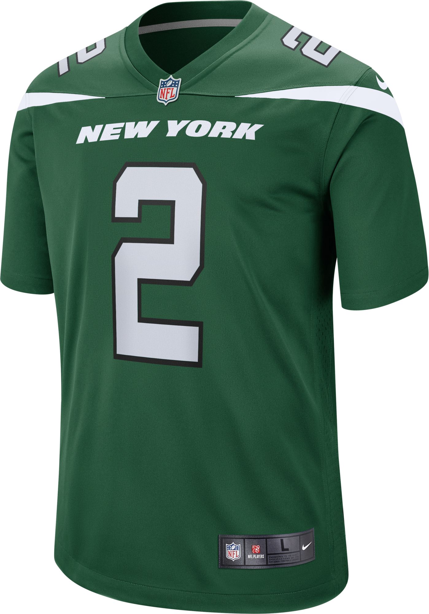 Nike Youth New York Jets Zach Wilson #2 Green Game Jersey