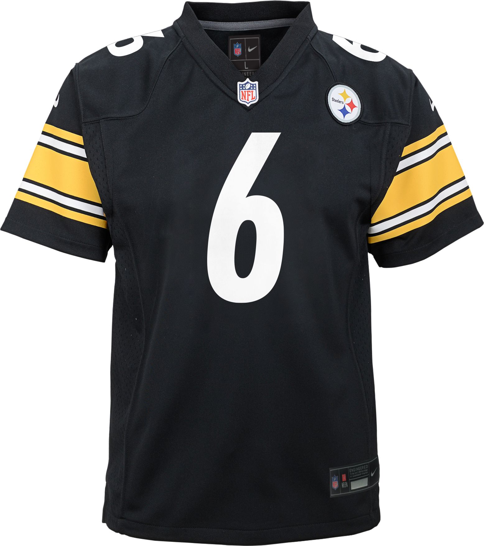 Nike Youth Pittsburgh Steelers Patrick Queen #6 Black Game Jersey product image