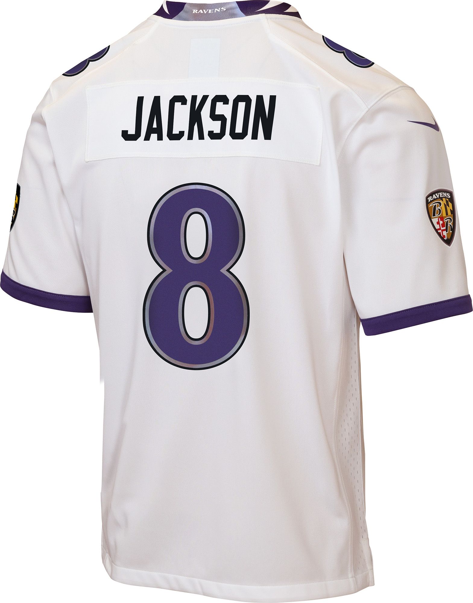 Nike Youth Baltimore Ravens Lamar Jackson #8 White Road Game Jersey product image