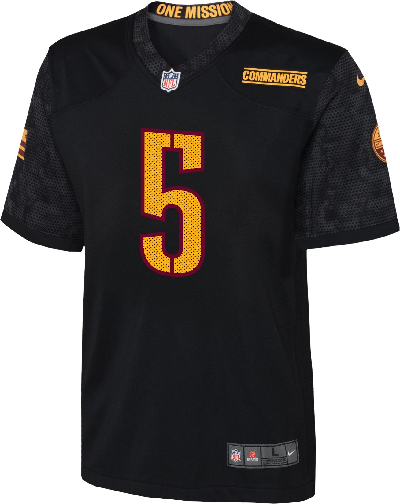 Nike Youth Washington Commanders Jayden Daniels #5 Black Game Jersey product image