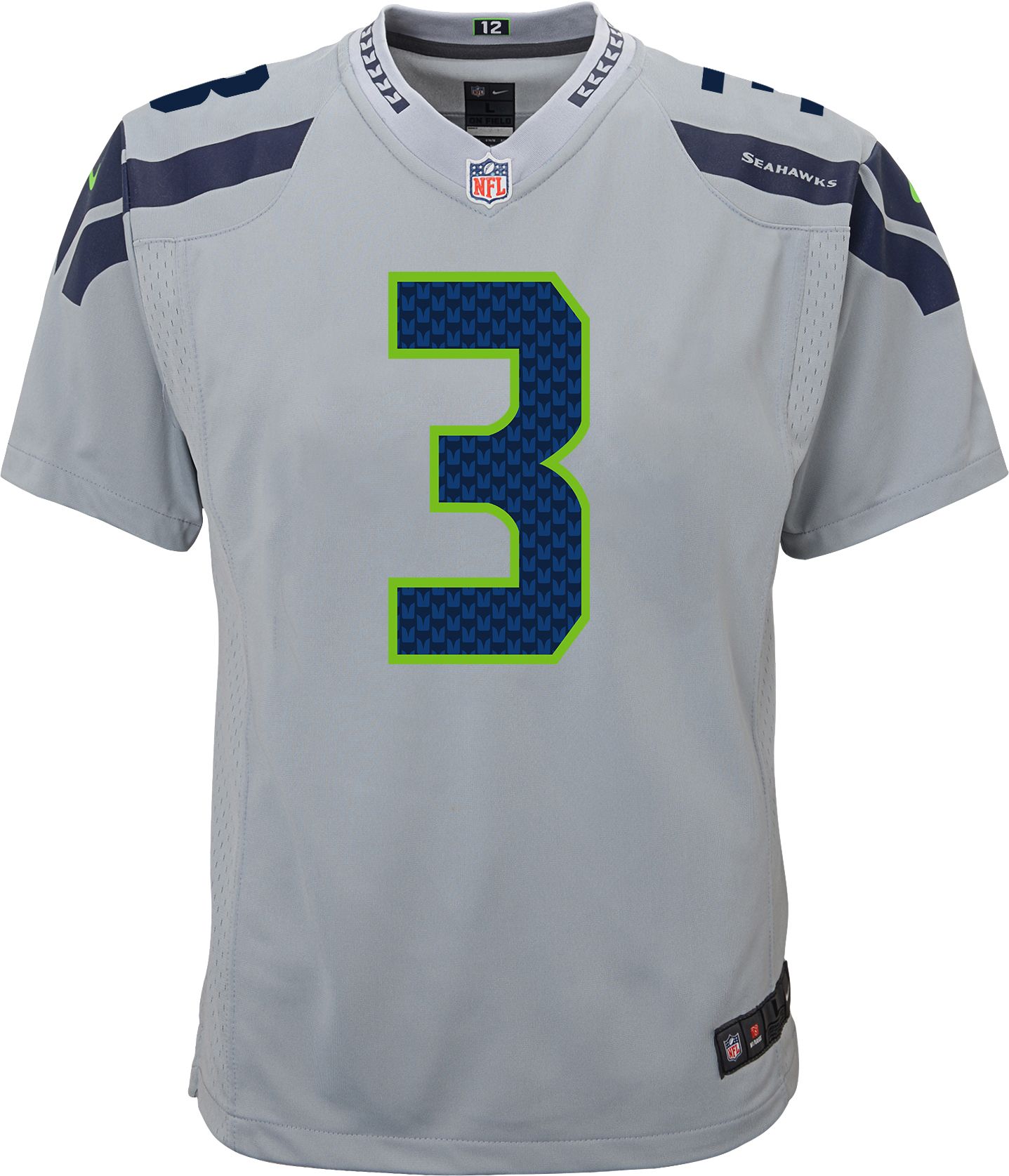 Nike Youth Seattle Seahawks Russell Wilson #3 Grey Alternate Game Jersey product image