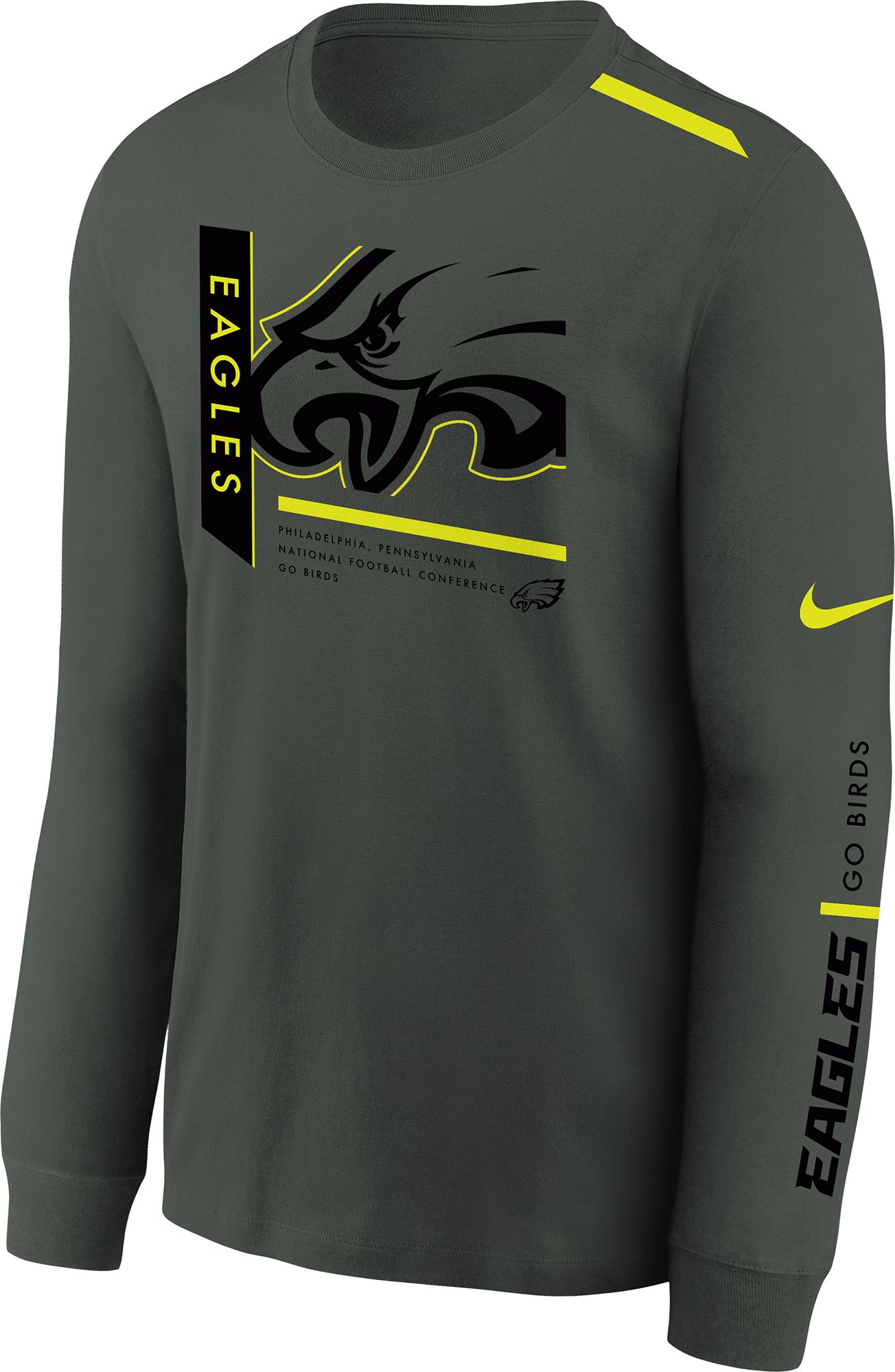 Nike Youth Philadelphia Eagles 2023 Volt Anthracite Long Sleeve T-Shirt