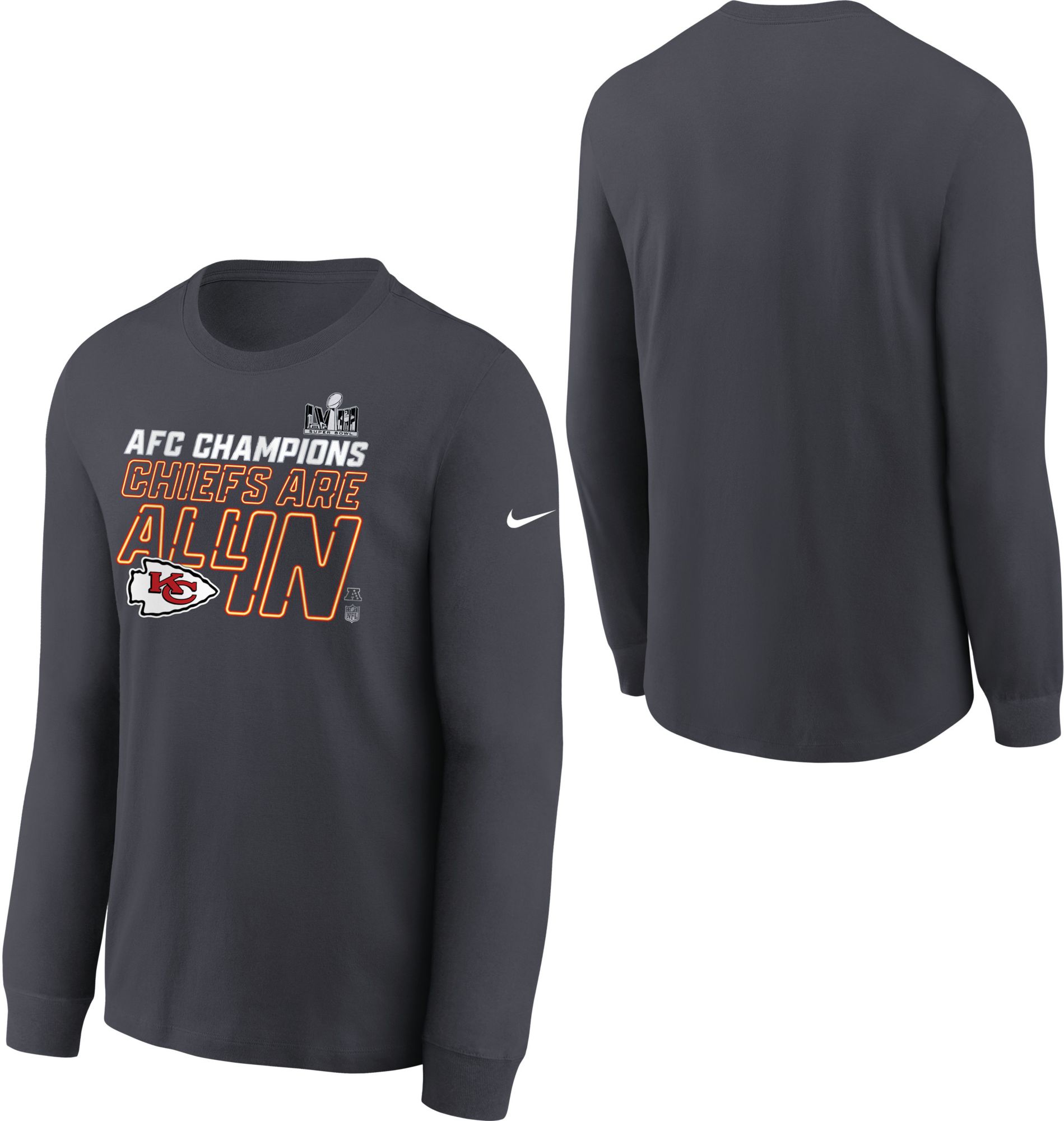 Nike Youth 2024 AFC Conference Champions Kansas City Chiefs Locker Room Long Sleeve T-Shirt