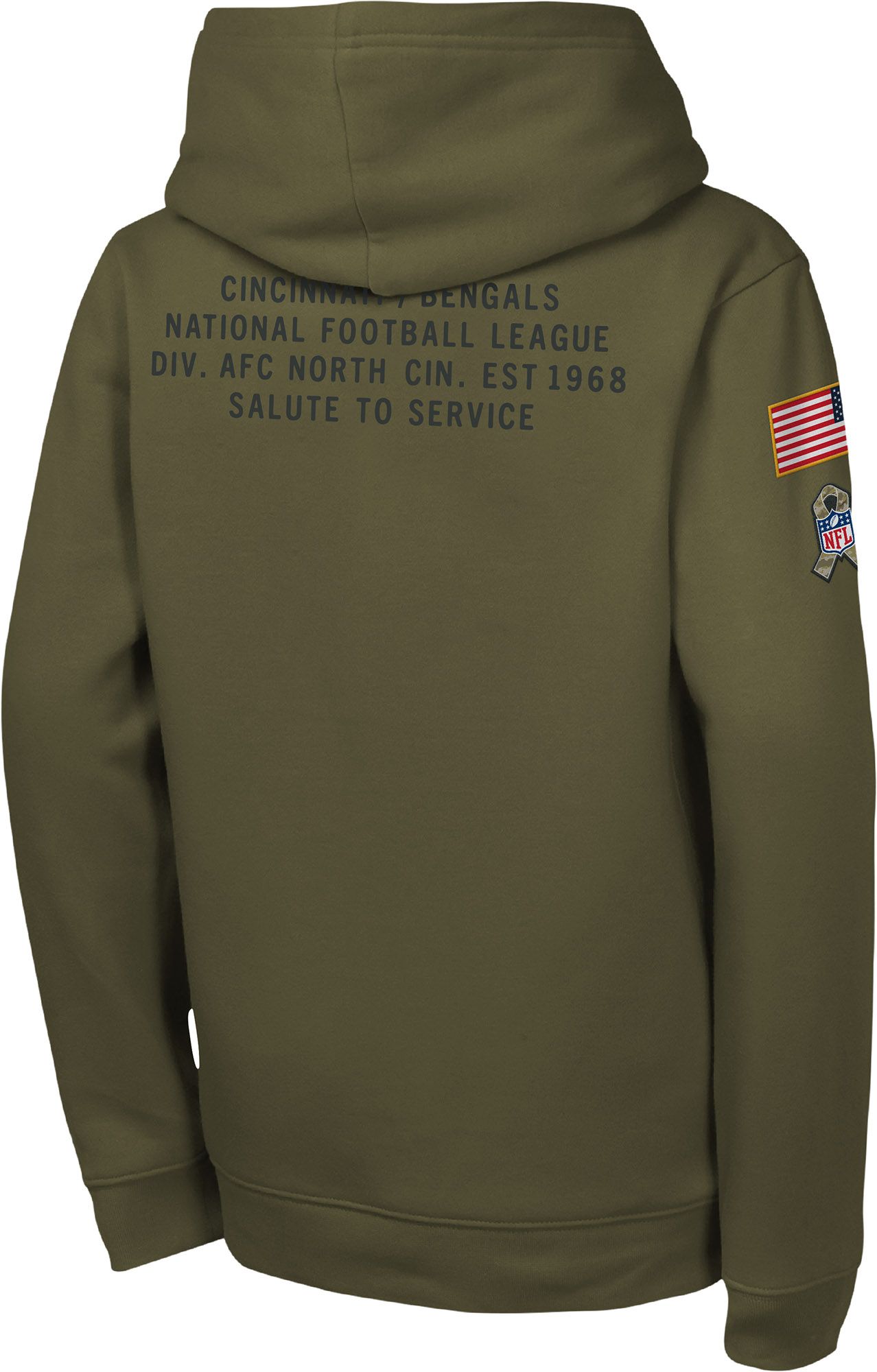 Nike Youth Cincinnati Bengals Olive Salute to Service 2025 Club Fleece Pullover Hoodie product image