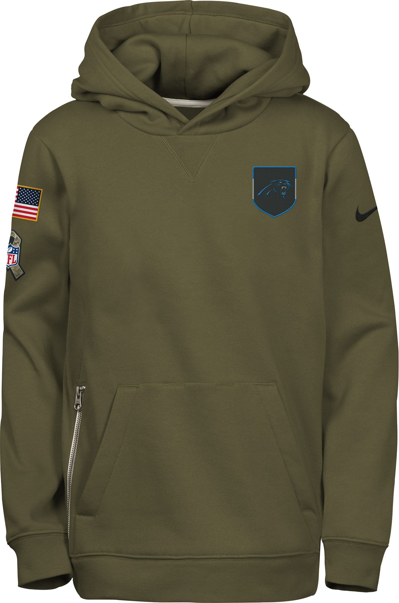 Nike Youth Carolina Panthers Olive Salute to Service 2025 Club Fleece Pullover Hoodie product image