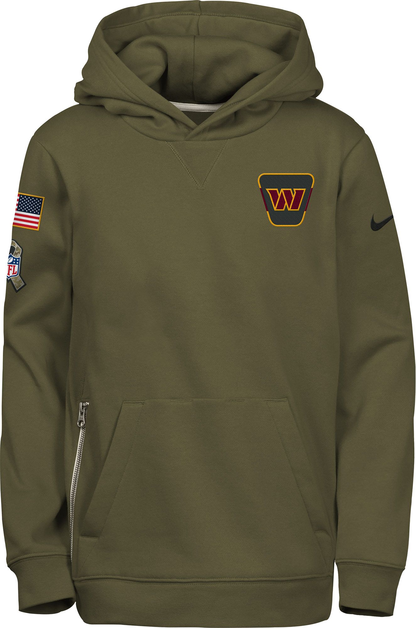 Nike Youth Washington Commanders Olive Salute to Service 2025 Club Fleece Pullover Hoodie product image