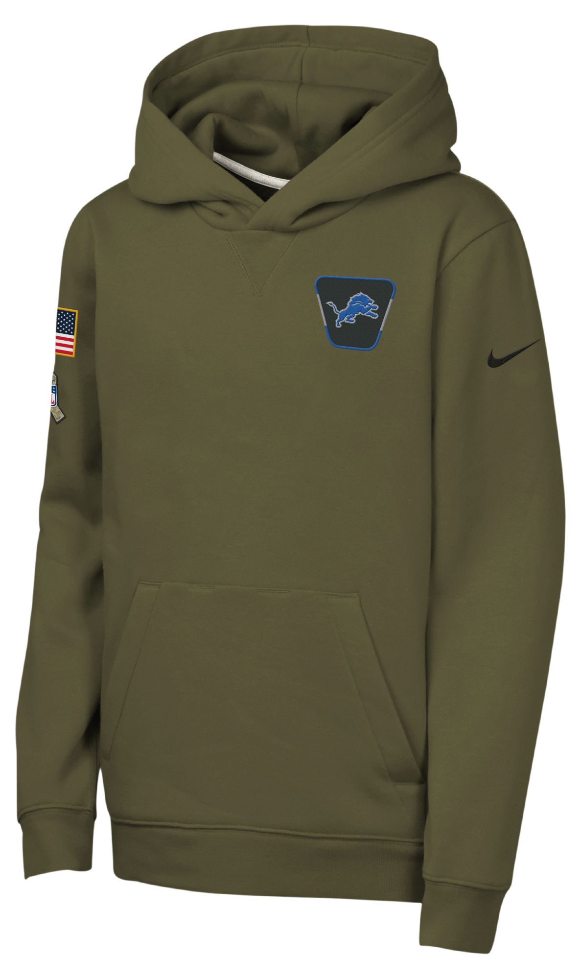 Nike Youth Detroit Lions Olive Salute to Service 2025 Club Fleece Pullover Hoodie product image