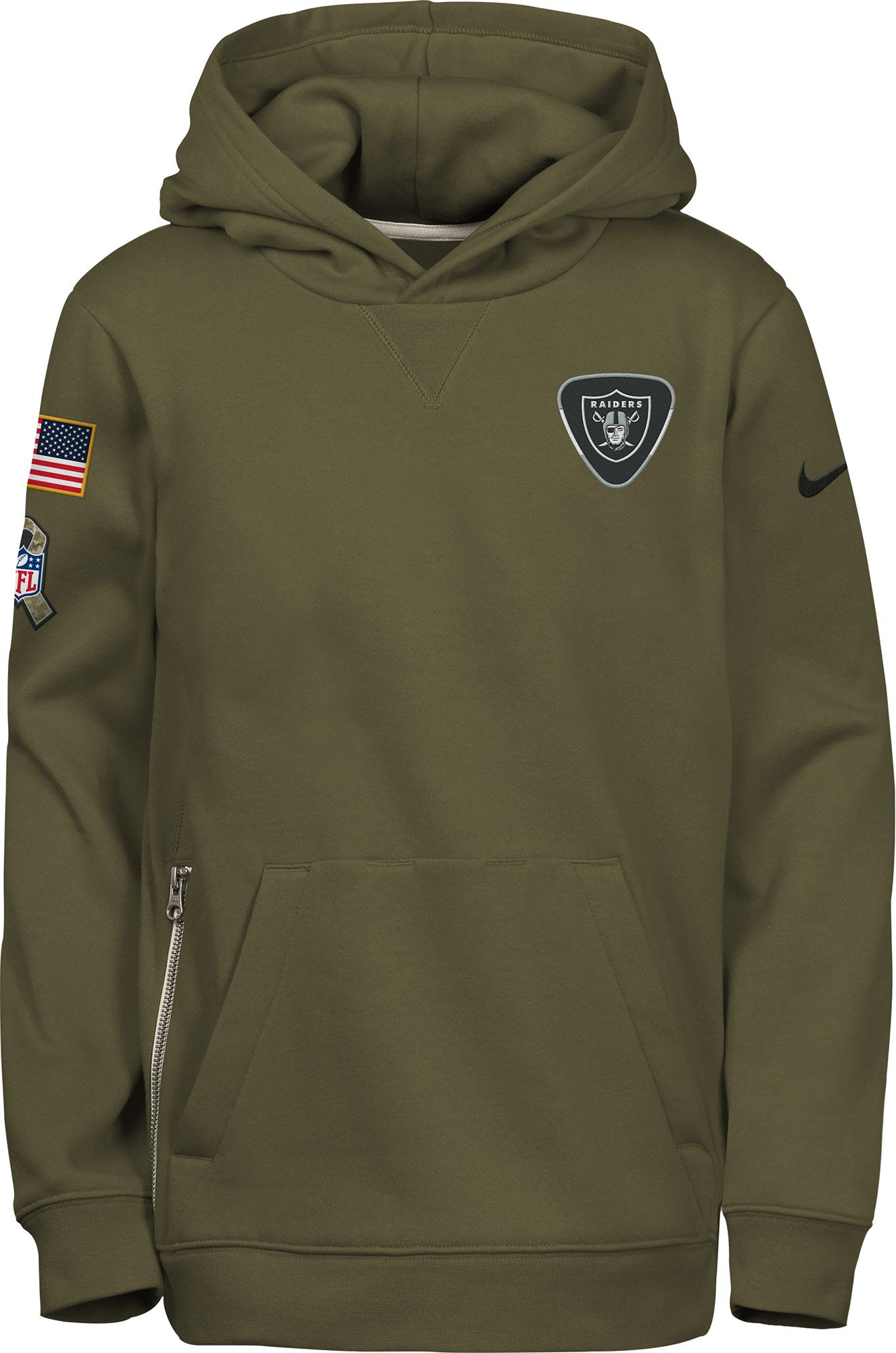 Nike Youth Las Vegas Raiders Olive Salute to Service 2025 Club Fleece Pullover Hoodie product image
