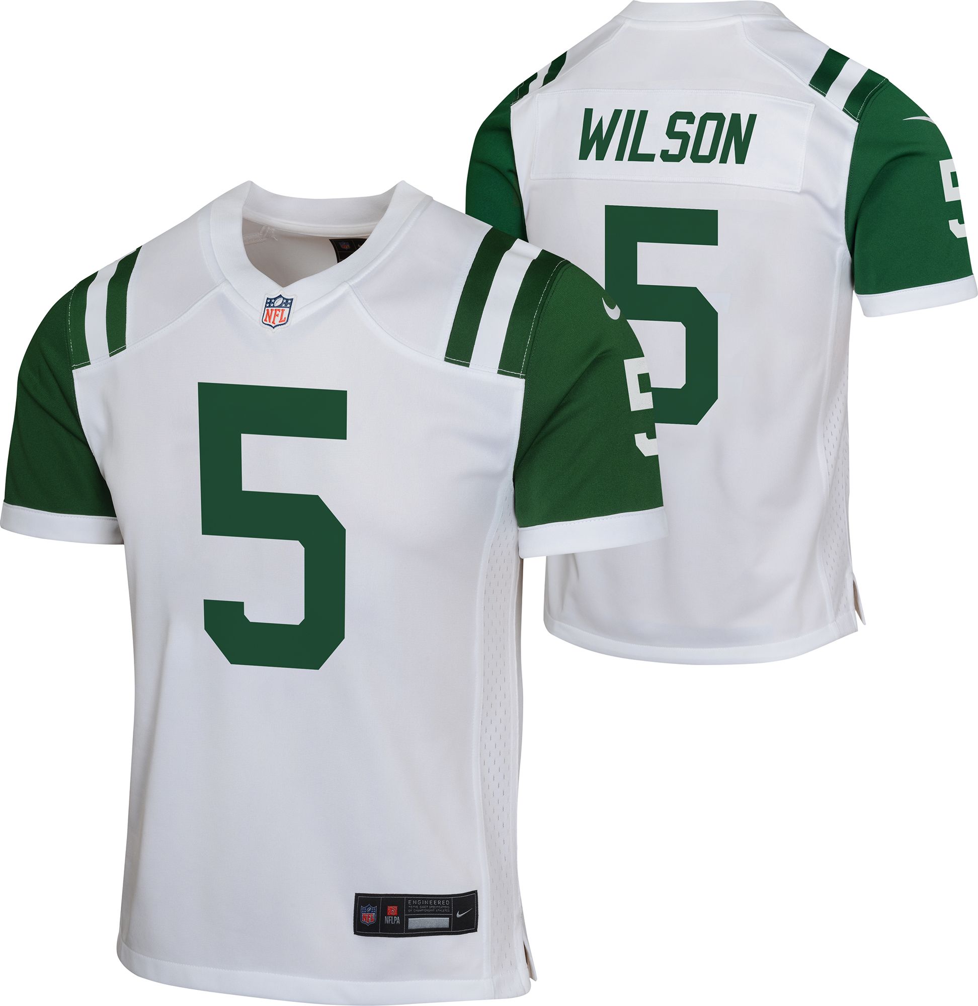 Nike Youth New York Jets Garrett Wilson #5 White 2nd Alternate Game Jersey product image