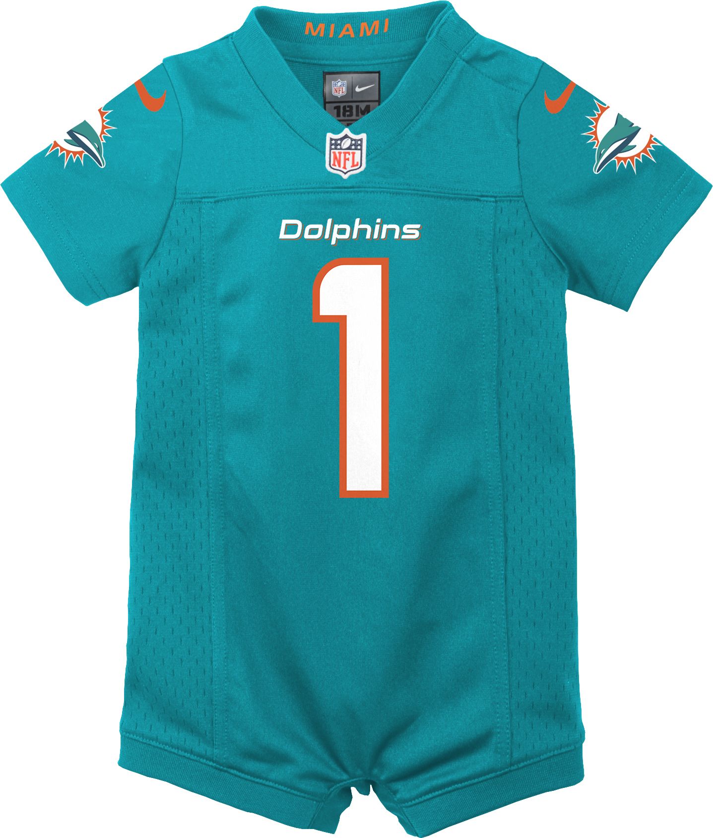 Nike Infant Miami Dolphins Tua Tagovailoa #1 Romper Jersey product image